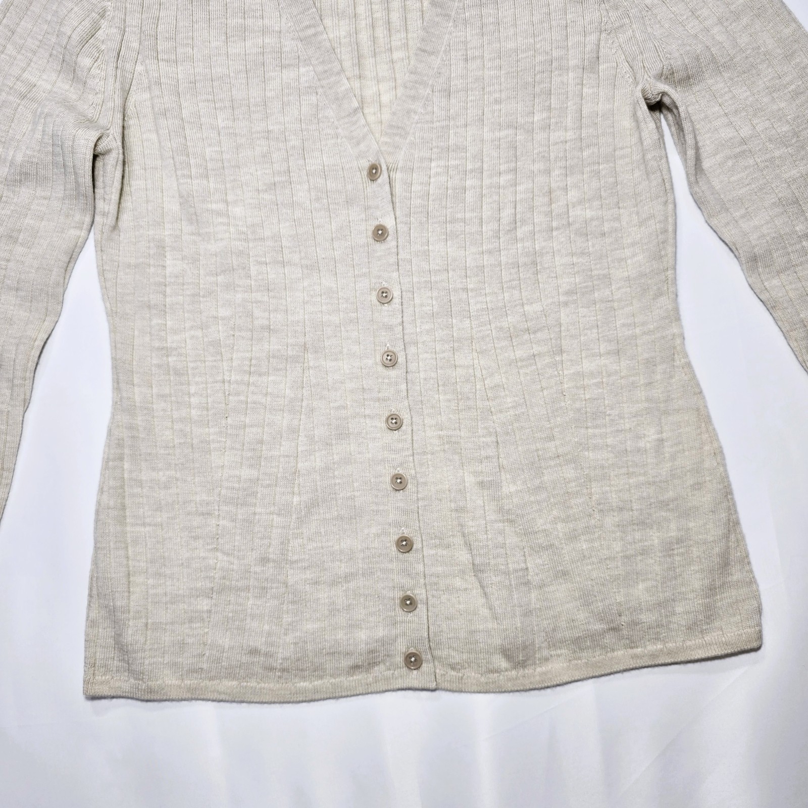 Banana Republic Women’s Ribbed Merino Wool Cardigan Size M Cream Button Front