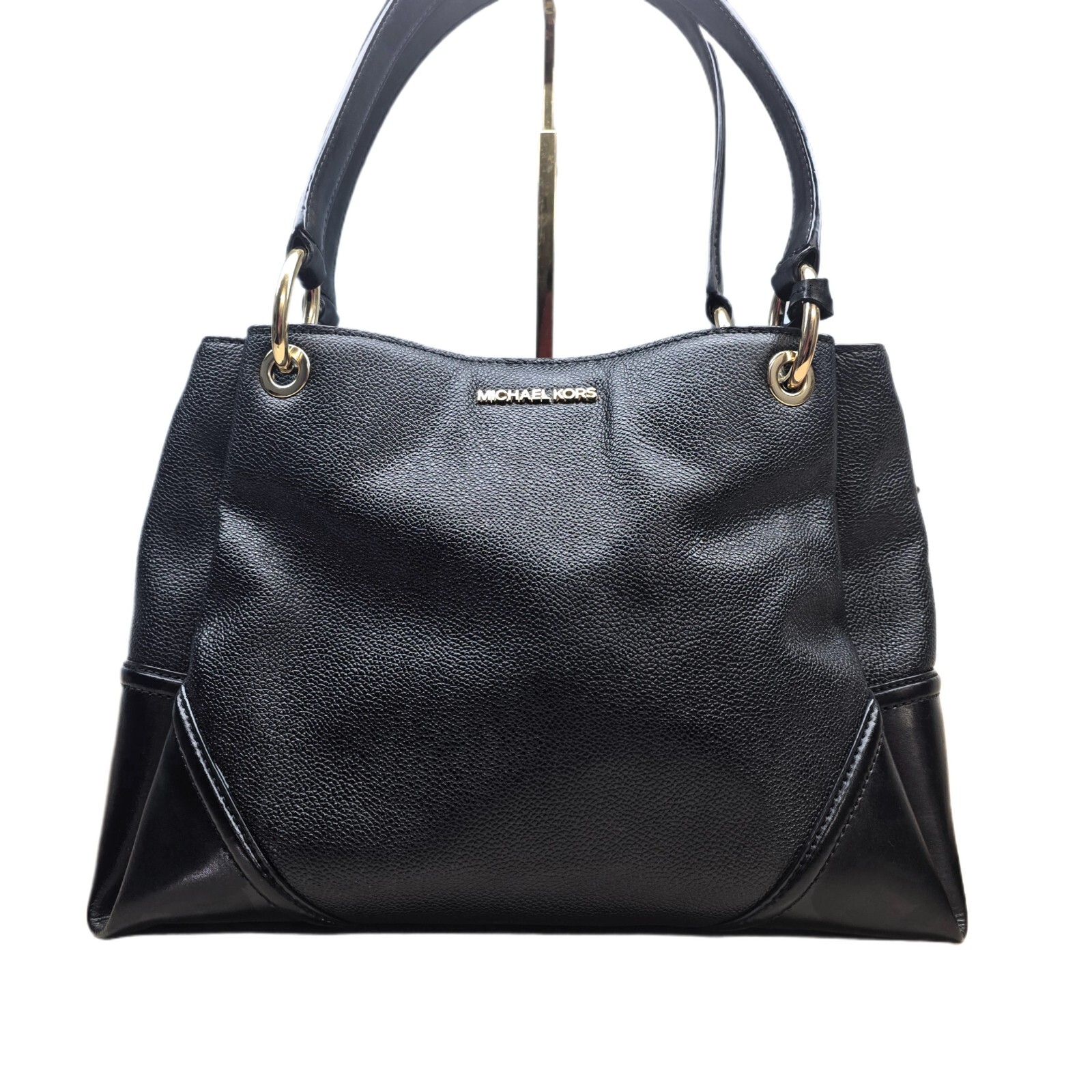 MICHAEL KORS NICOLE LARGE SHOULDER TOTE LEATHER BAG BLACK