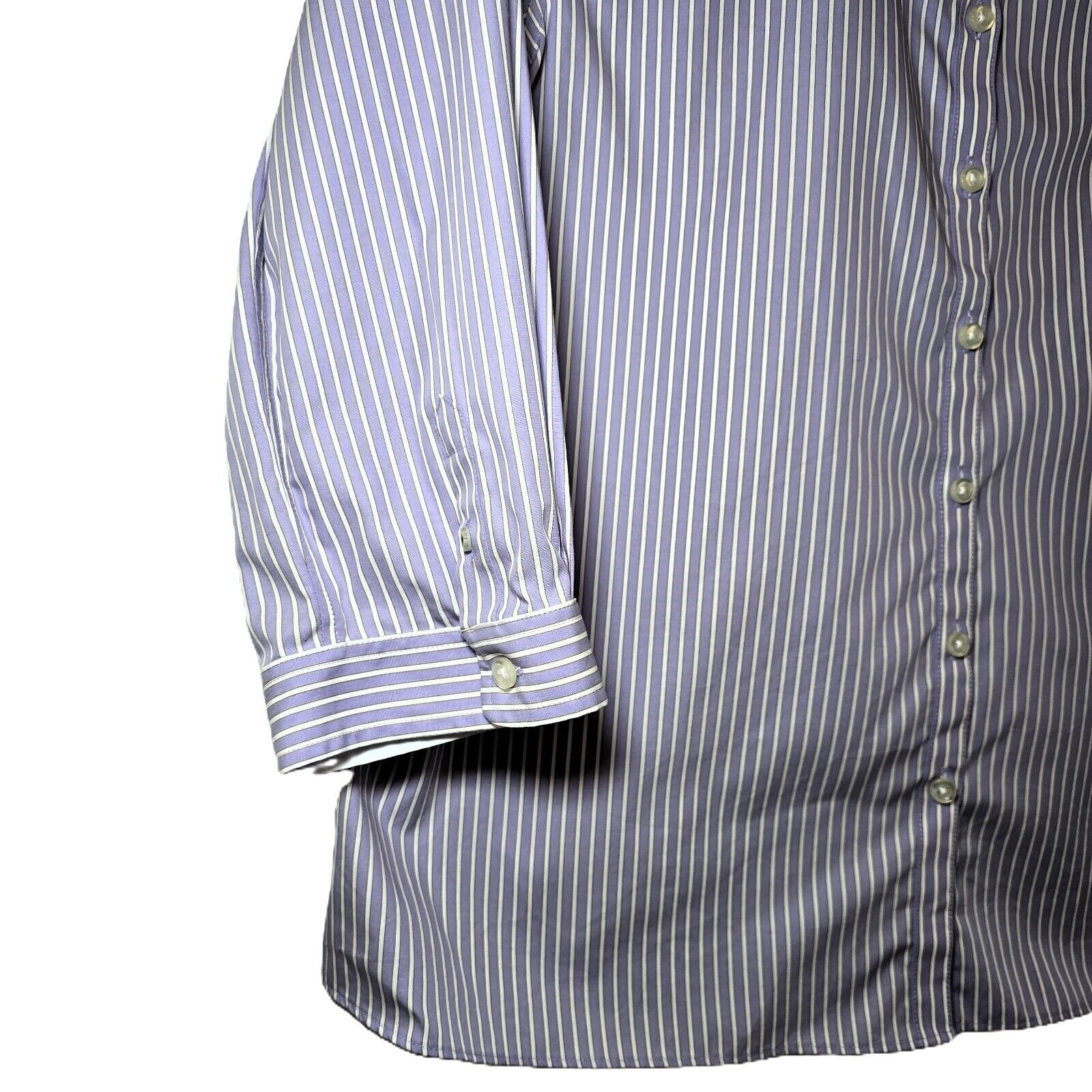 Lands' End Women's 3/4 Sleeve Striped CVC Broadcloth Shirt - Size 14P