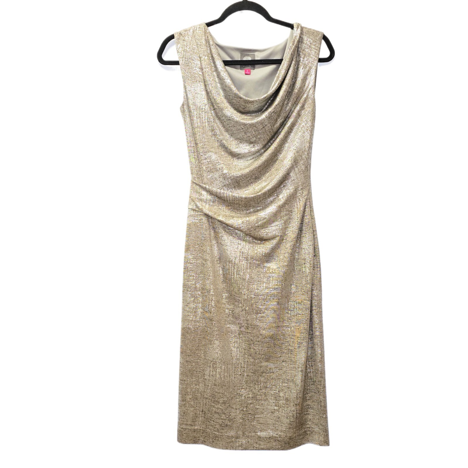 Vince Camuto Drape Neck Side Pleat Sheath Dress, Size 6