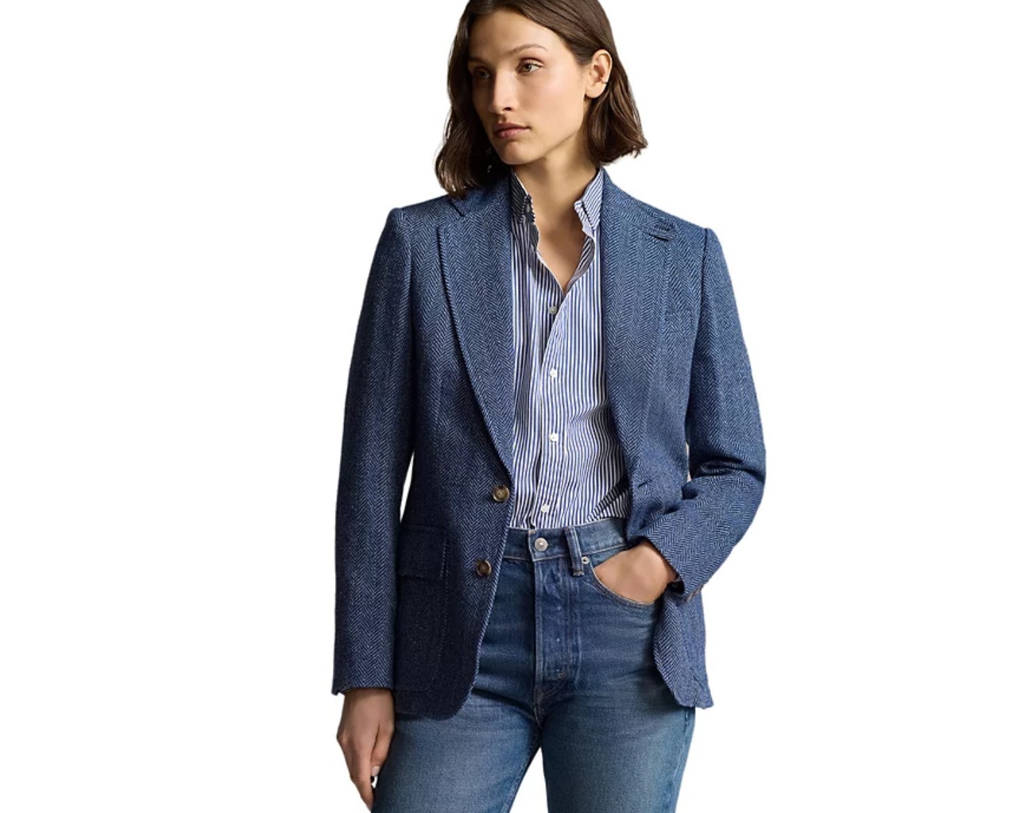 Polo Ralph Lauren Women’s Herringbone Linen Silk Wool Blazer Size 2 NWT