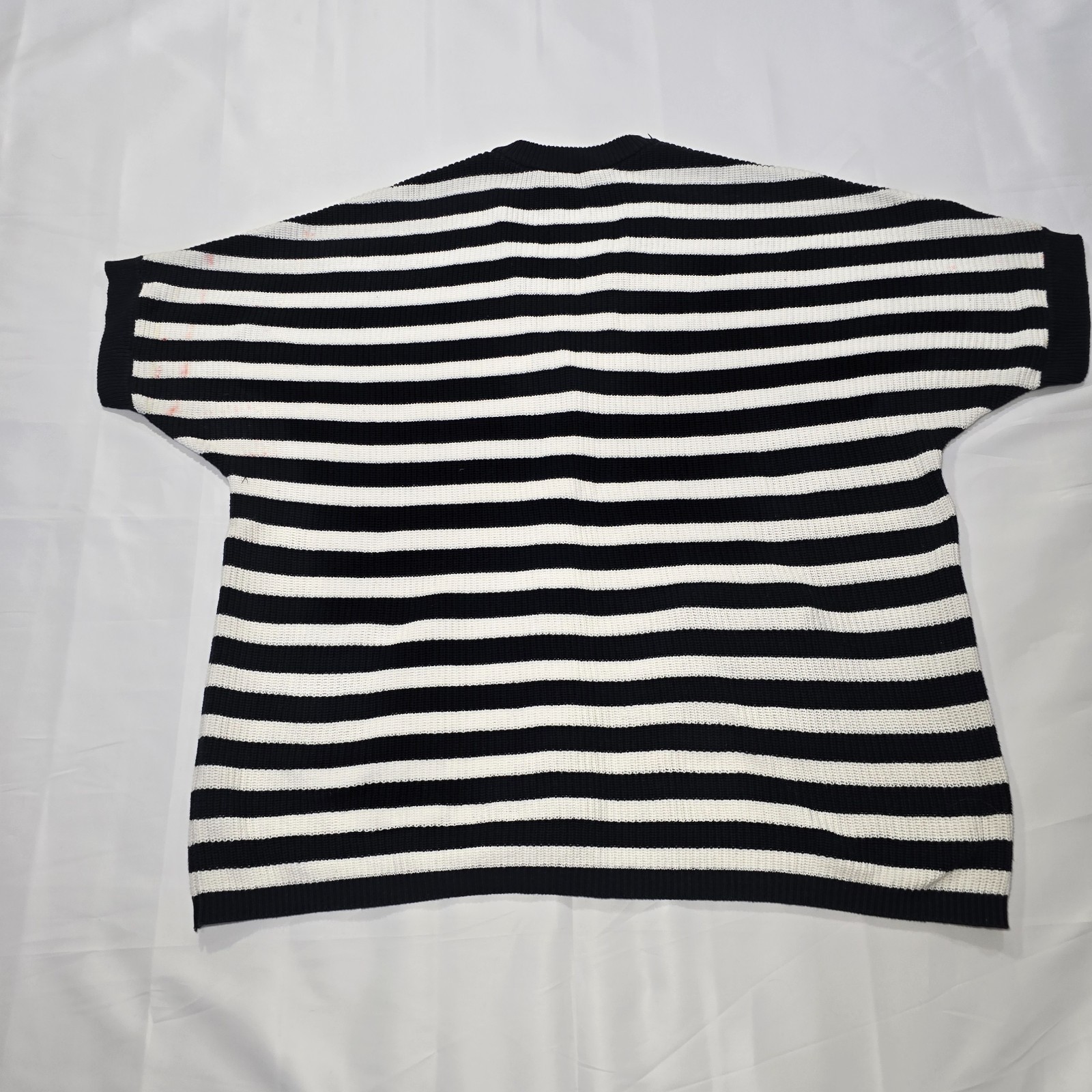Cabi Whistle Striped Longline Short-Sleeve Cardigan XL with Pockets