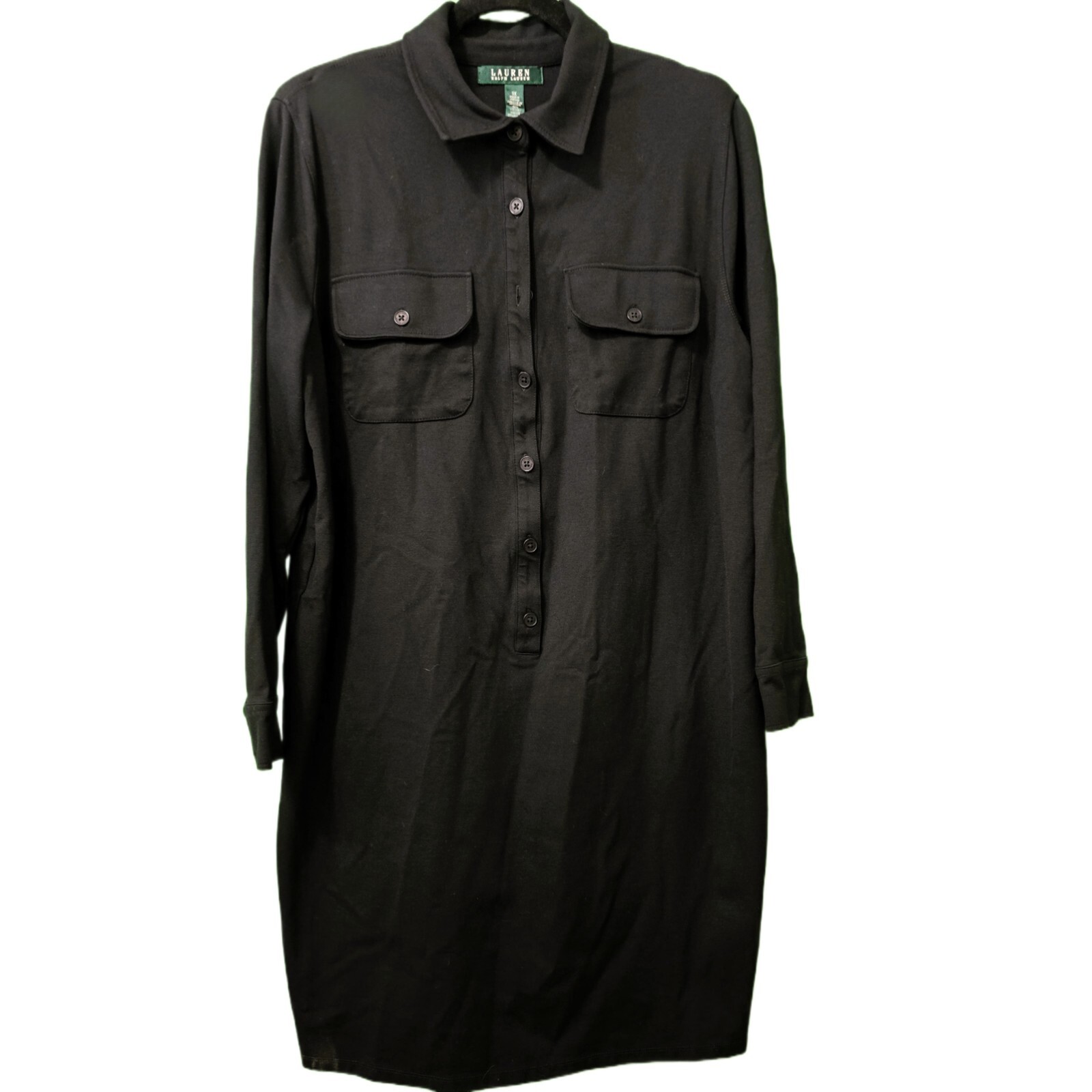 Lauren Ralph Lauren Women’s Black Long Sleeve Collared Dress, Size 1X.
