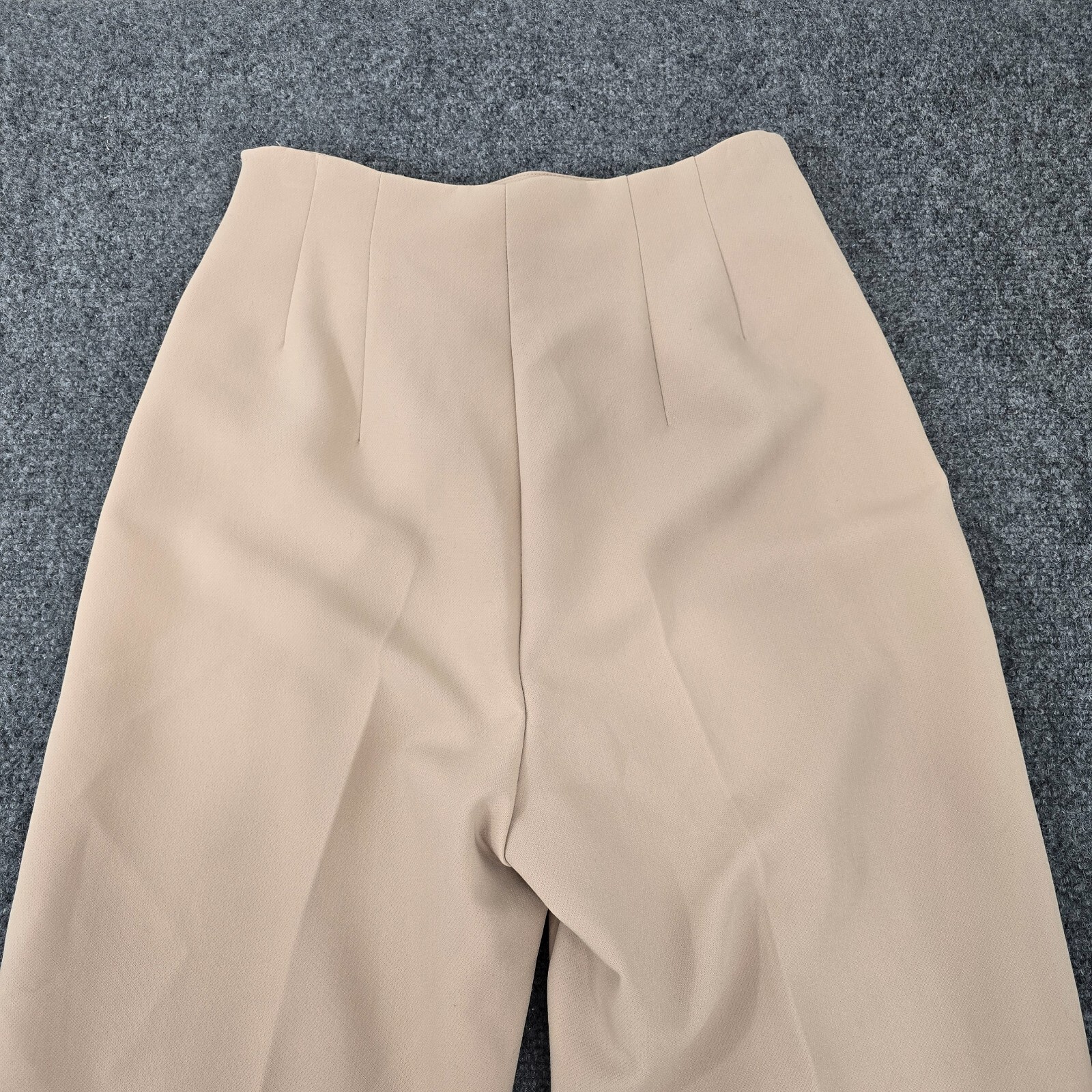 Zara Women's High Waisted Beige Trousers With Button Waist Detail - Size S