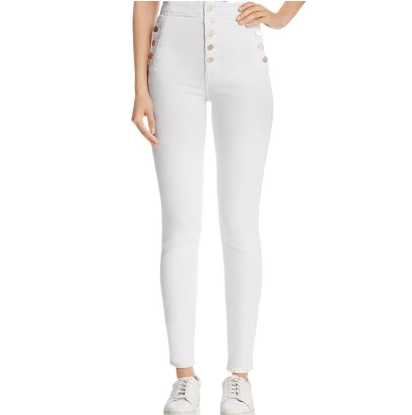 J Brand Natasha Sz 27 White High Rise Skinny Jeans Button Fly USA