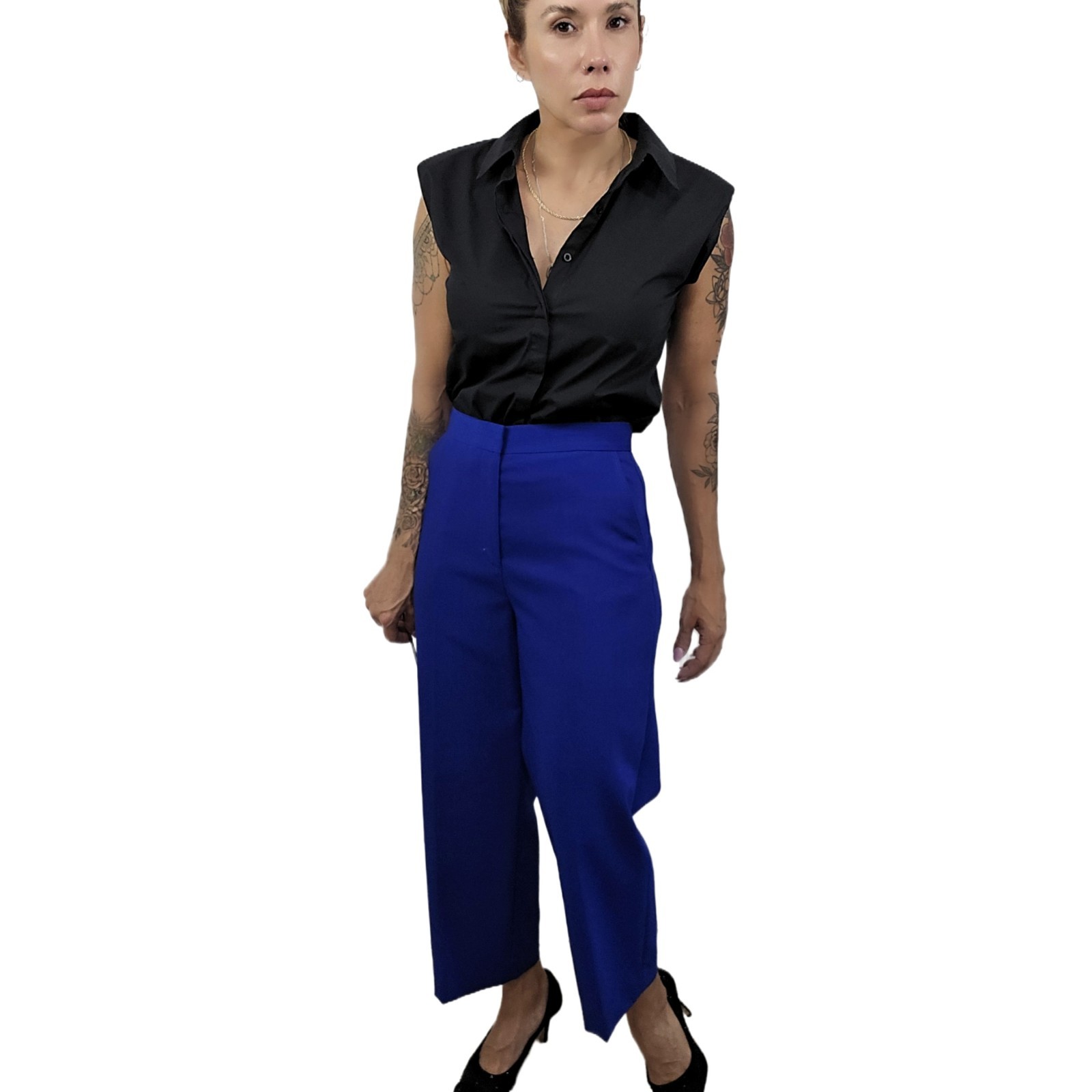 COS Women’s Blue Wool Blend Cropped Ankle Pants Size 6 – Tailored Pockets