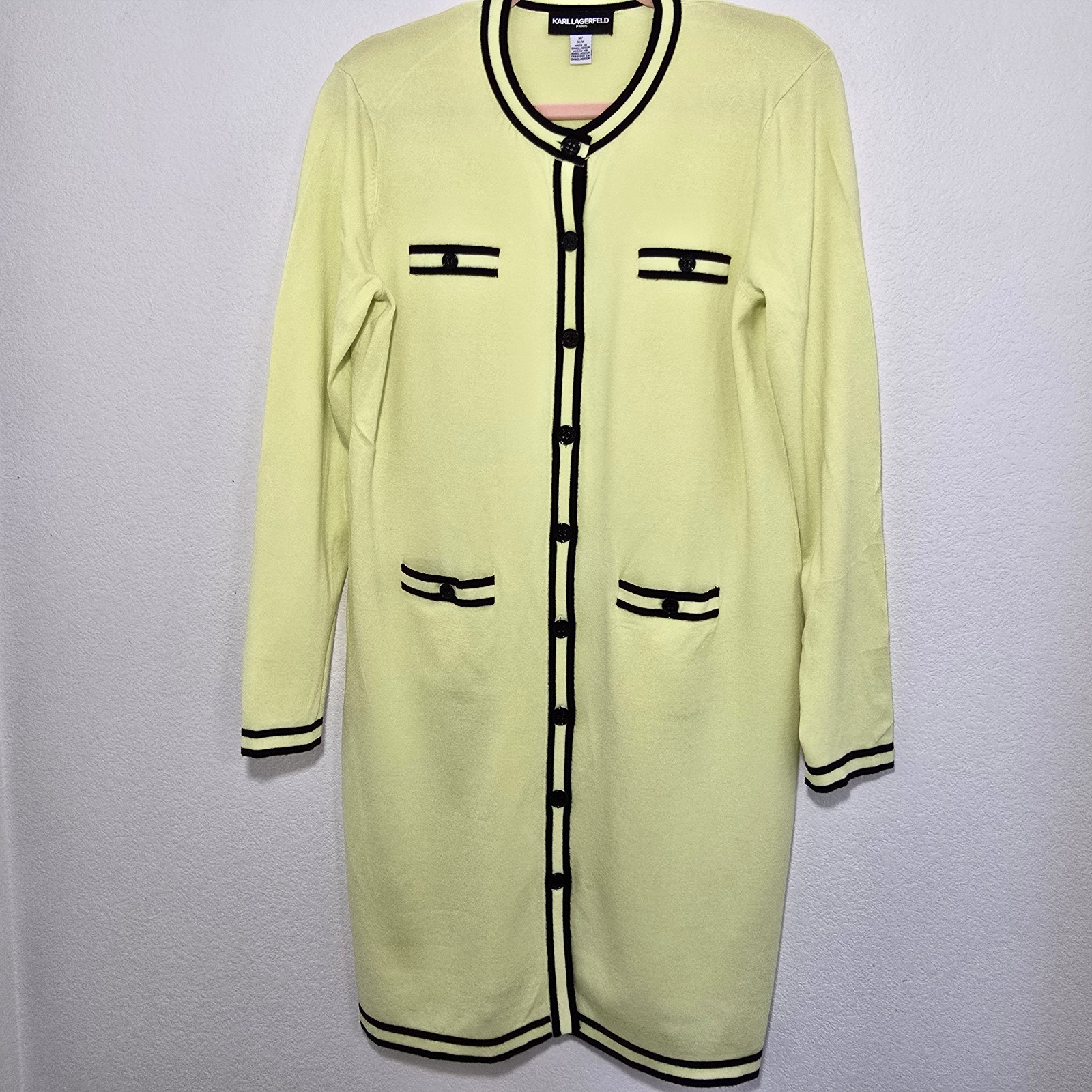 Karl Lagerfeld Paris Sweater Day Dress Long Sleeve Green Black M