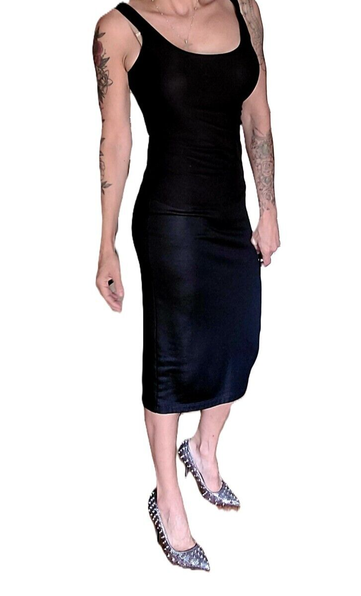 State Mid-length Skirt (Size M): Black with Stunning Back Zipper