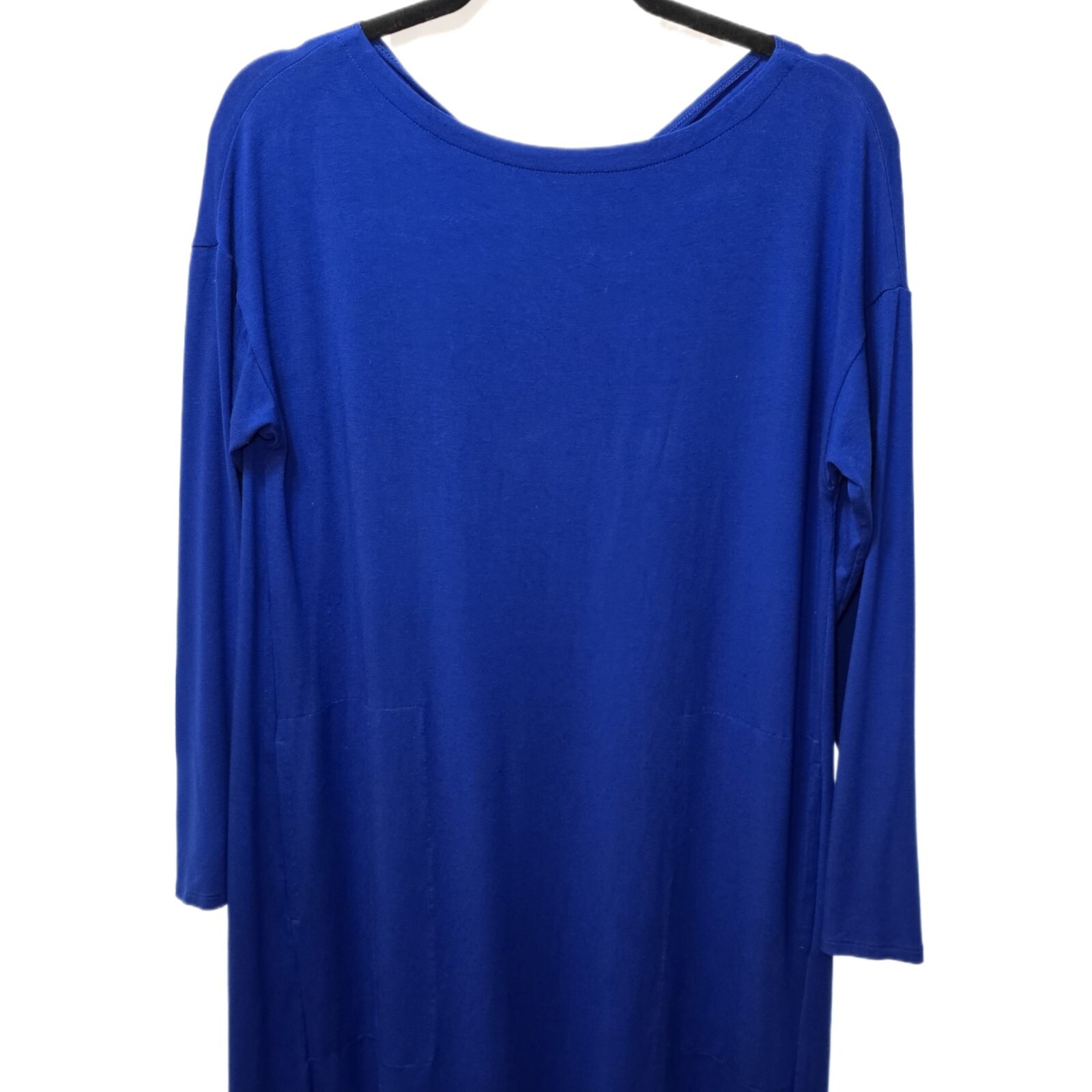 Eileen Fisher Bateau Neck Twist Back Shift Dress - Indigo Blue, M Petite