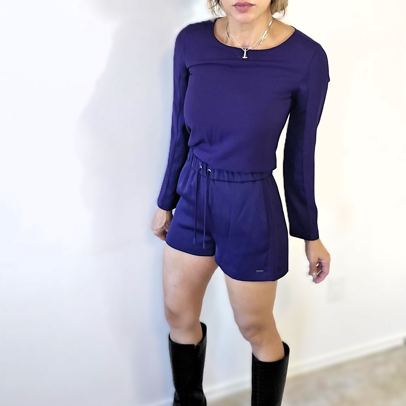 Armani Exchange Purple Long Sleeve Women's Romper – Size 2, New with Tags