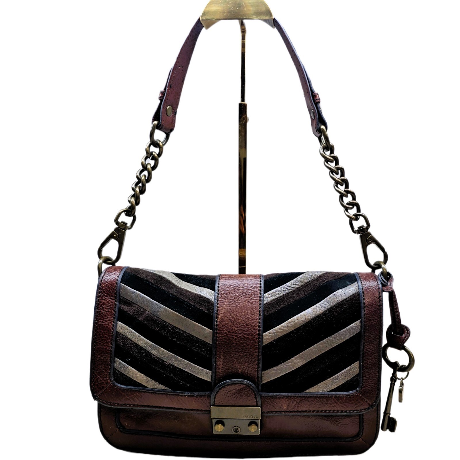 Fossil Vintage Genuine Leather & Suede Purse – Brown – Excellent Condition