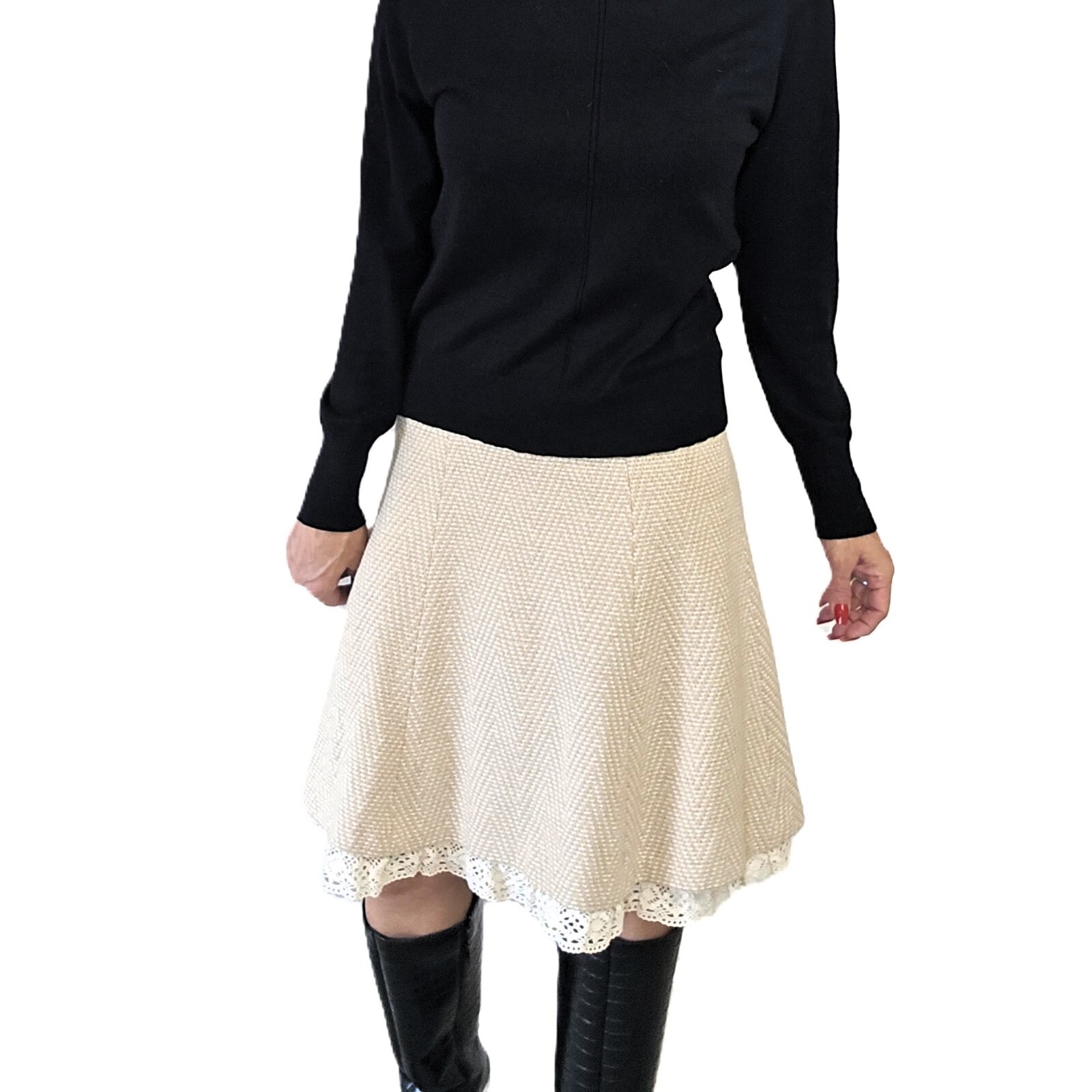 ANN TAYLOR LOFT Women's Wool Skirt – Size 2, Tan (Khaki)