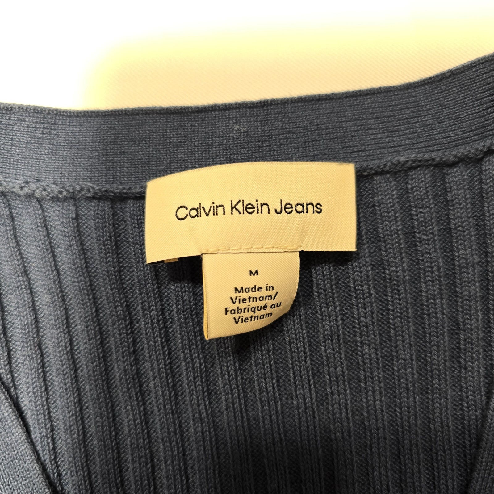 Calvin Klein Women’s Ribbed Cotton Cardigan Sweater Navy Blue Size M