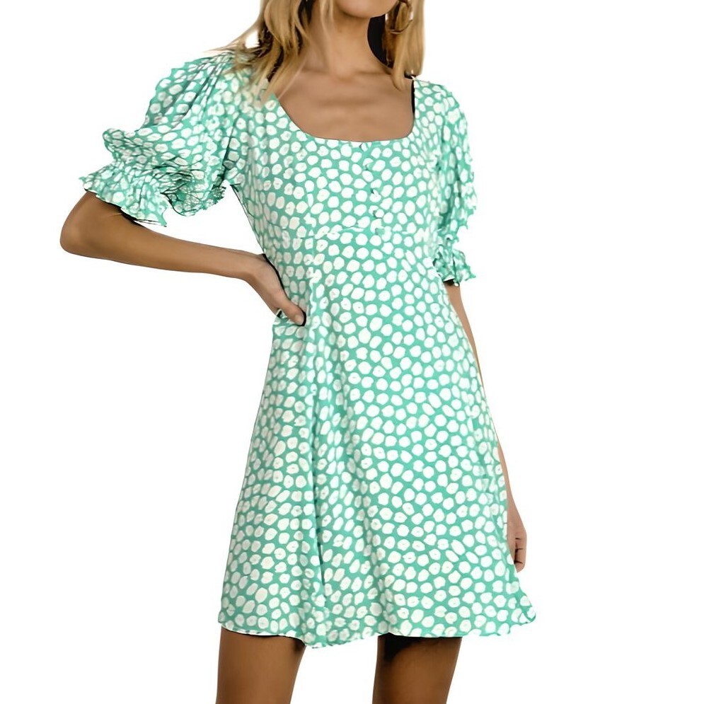 NWT Faithfull the Brand La Barben Mini Dress Cora Floral, Green, Size 6