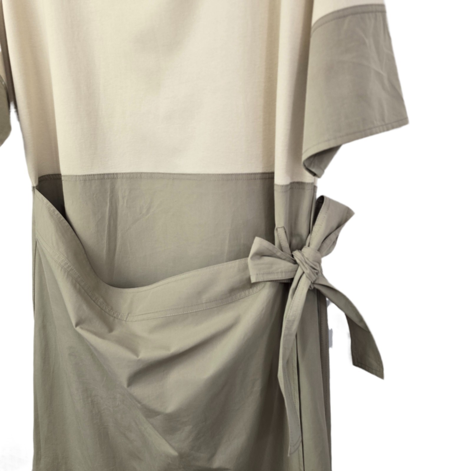COS Contrast Wrap Dress Khaki Size L – Organic Fabric, Midi Workwear