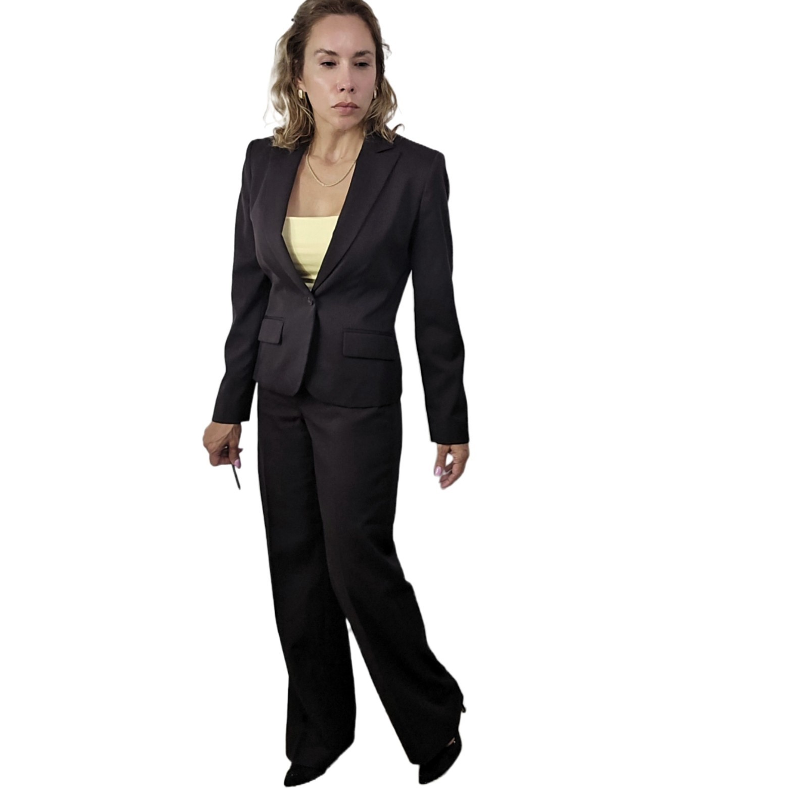 Anne Klein Executive 2-Piece Brown Blazer & Pants Suit Size 6 – Professional