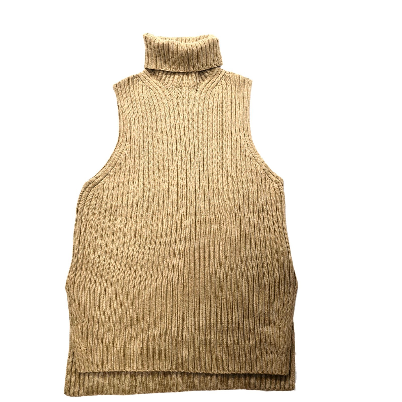 H&M Women’s Chunky Wool Blend Turtleneck Sweater Vest Tan Size S