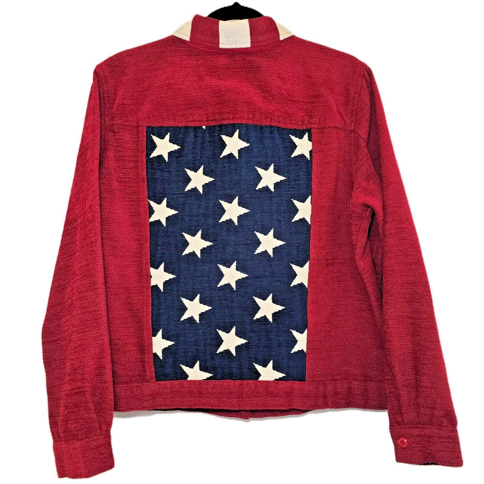 Coldwater Creek Women's Textured Button Down Jacket PL – Patriotic American Flag