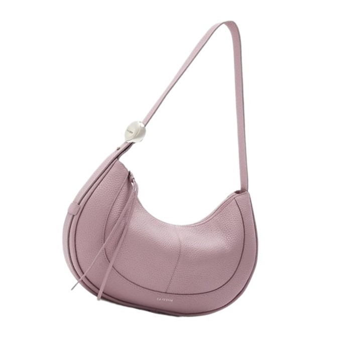 LAFESTIN Women’s Leather Crescent Crossbody Bag Powder Pink Hobo Purse