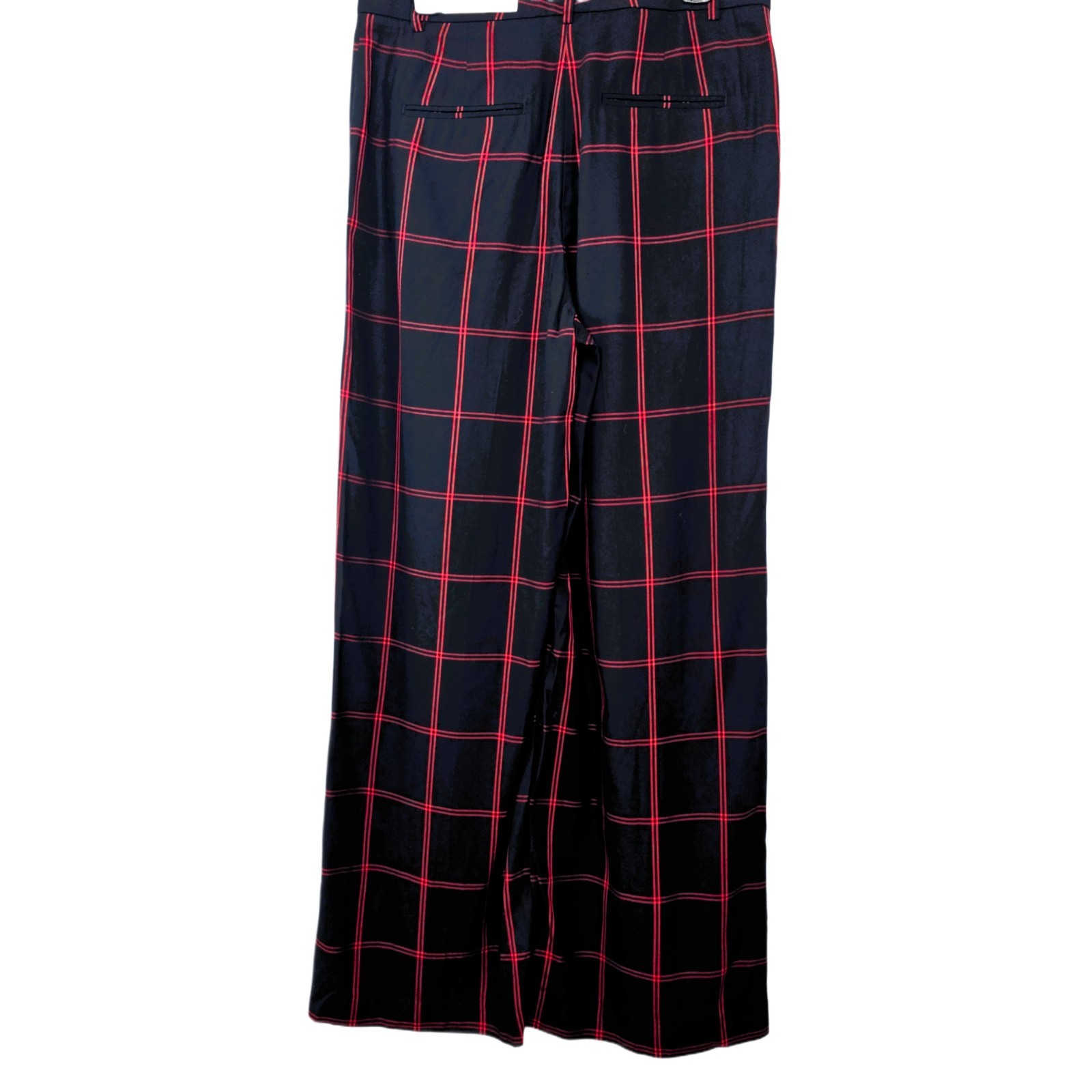 Ann Taylor NWT Sz 6 High Waist Wide Leg Plaid Pants Black Red Classic