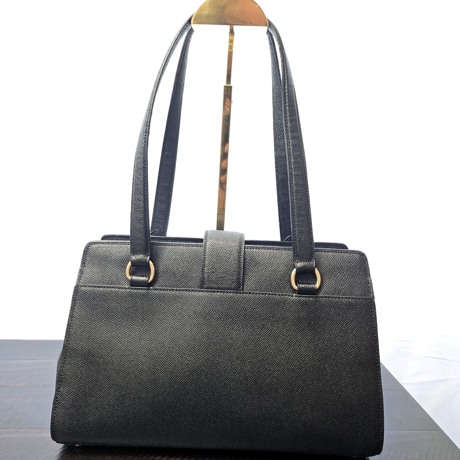 Coach Avary Carryall in Black Crossgrain Leather with Gold-Tone Hardware