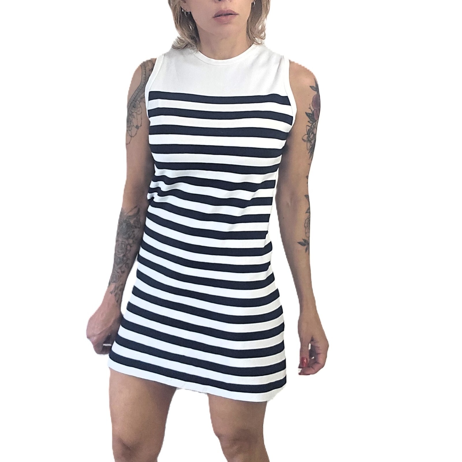 ZARA Women’s Mini Dress - Striped Black & White, Size S
