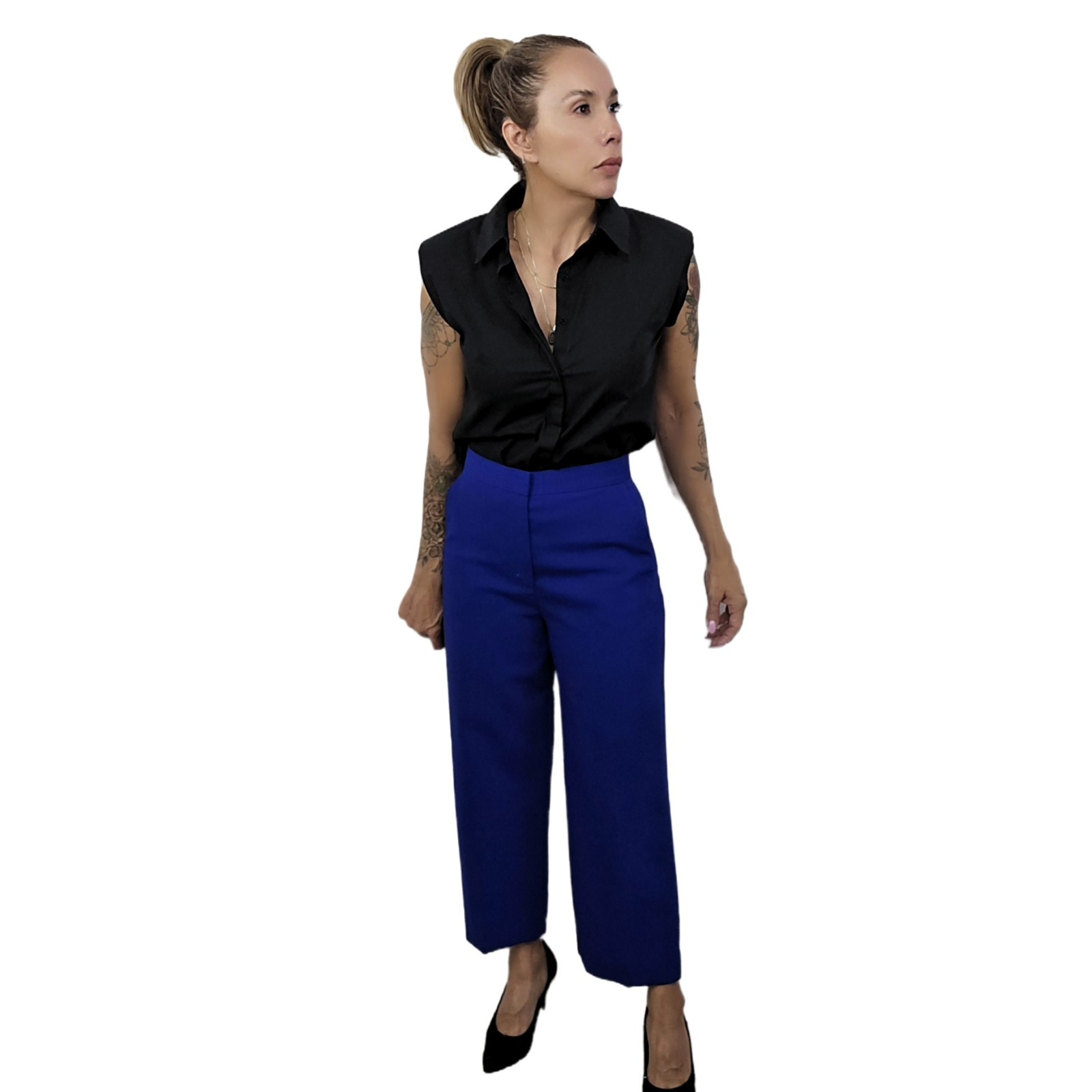 COS Women’s Blue Wool Blend Cropped Ankle Pants Size 6 – Tailored Pockets