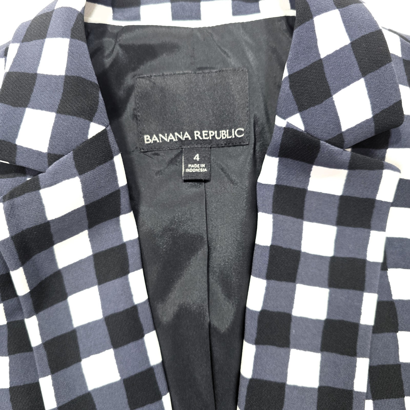 Banana Republic Women’s Gingham Blazer Size 4 Check Print Jacket Work Casual