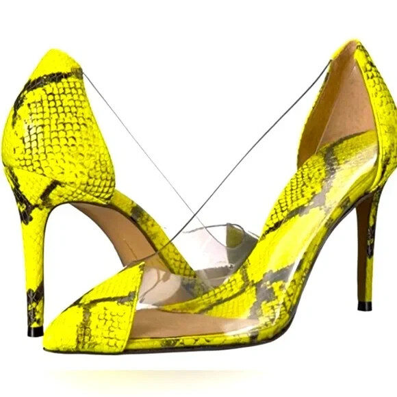 Vince Camuto Poised Snakeskin Clear Panel Pointed Toe Pumps – Size 8.5