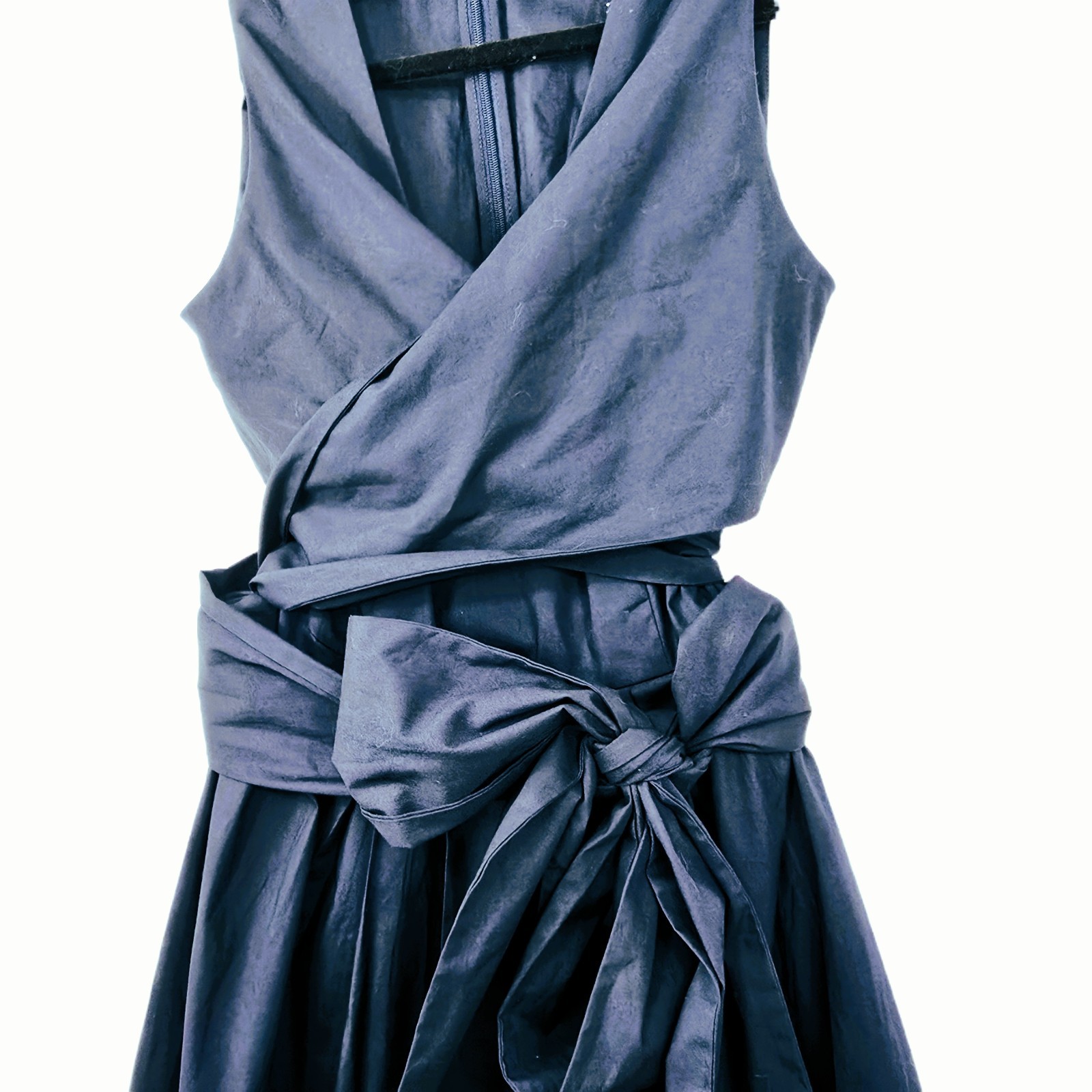 J Crew Women’s Wrap-Top Shirtdress Navy Organic Cotton Midi Dress Size 2