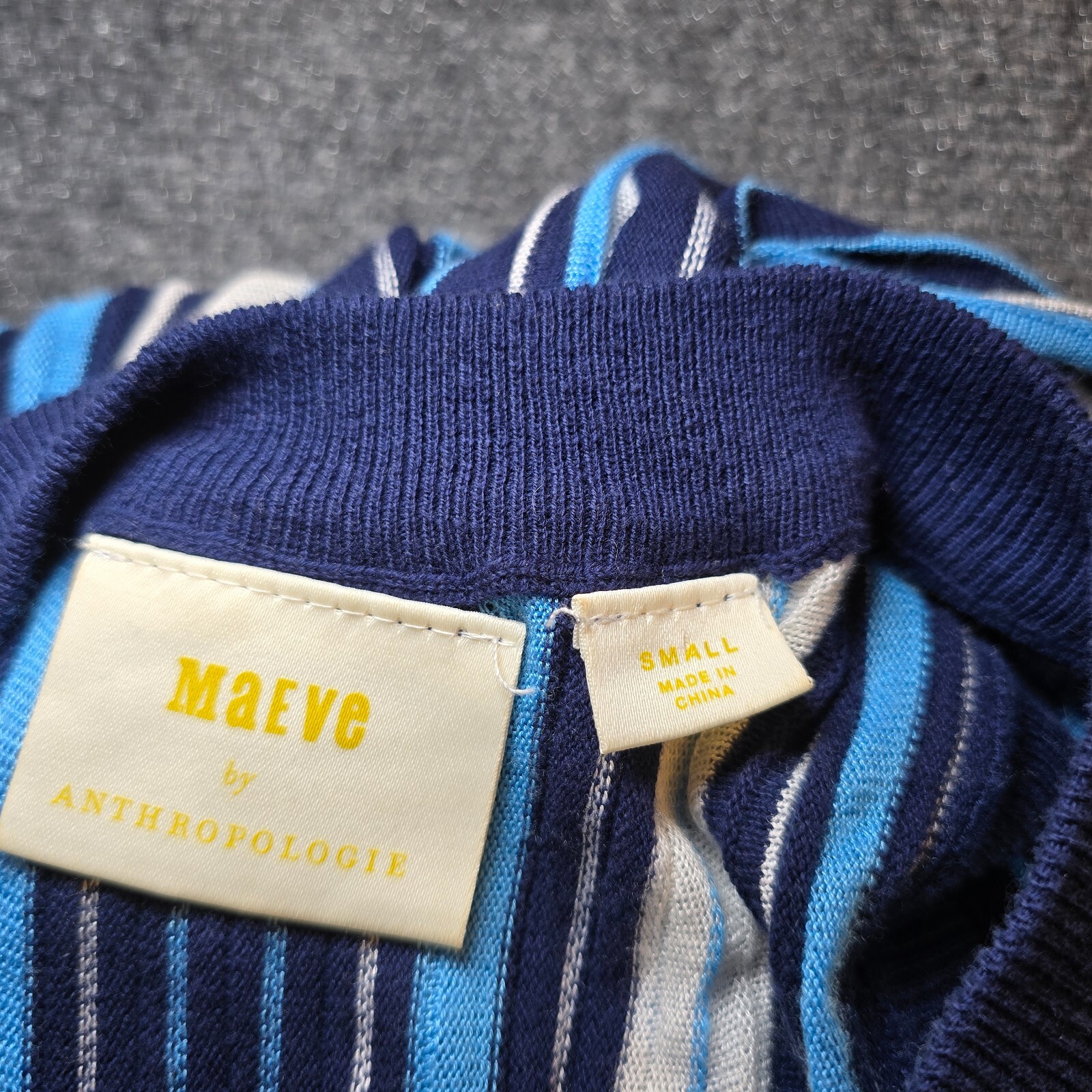 Anthropologie Maeve Lisanne Sweater Maxi Dress – Size S, Blue and White Striped