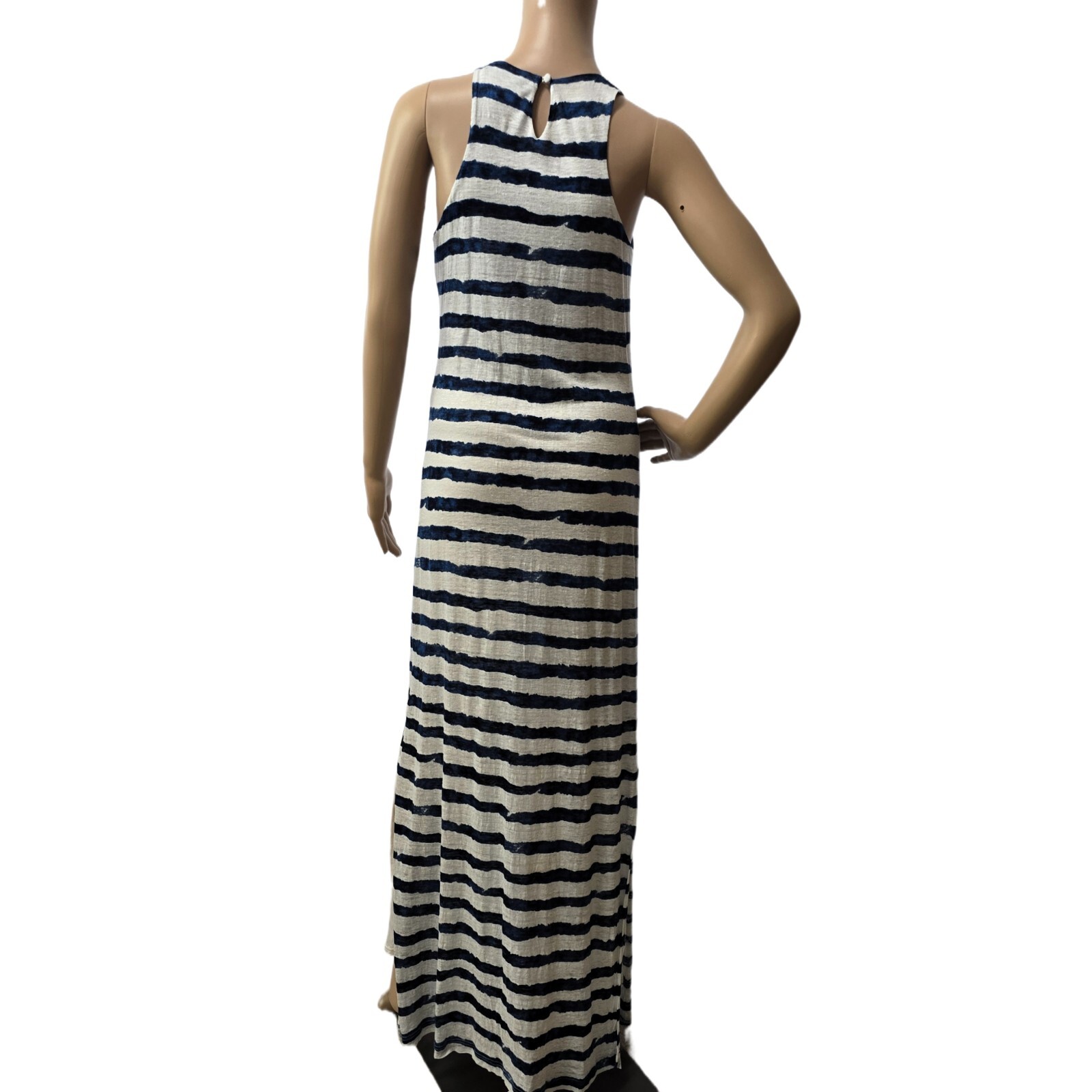 Lauren Ralph Lauren Women's Maxi Dress Small – Blue & White Striped Linen