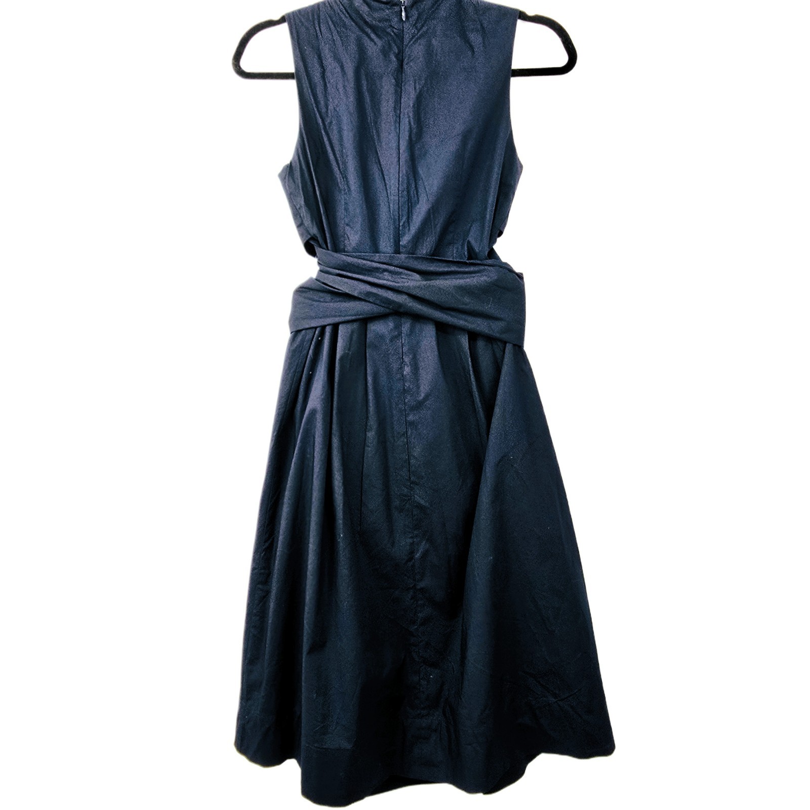 J Crew Women’s Wrap-Top Shirtdress Navy Organic Cotton Midi Dress Size 2