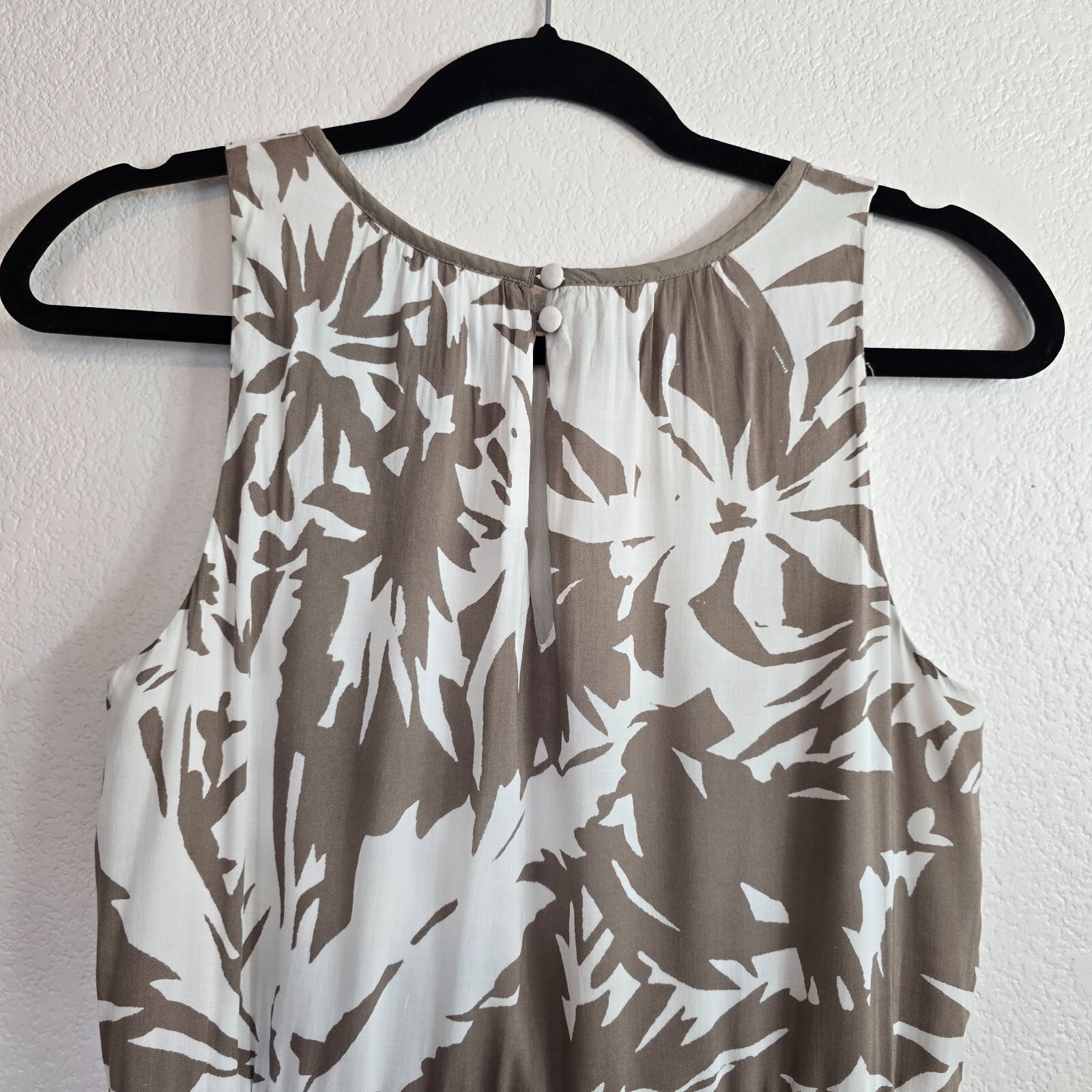LOFT Women’s Brown White Floral Maxi Dress Sz 2 Sleeveless Tie Waist
