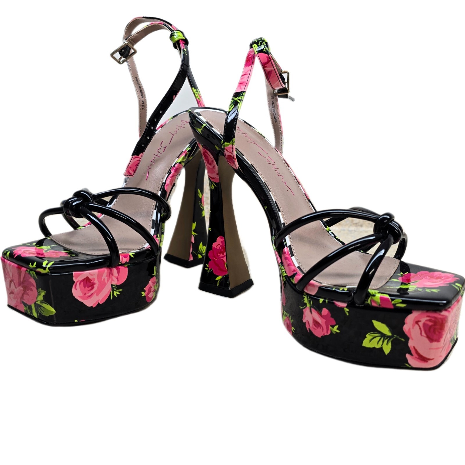 BETSEY JOHNSON Women's Tiky Platform Heel – Floral Print, Size 7.5M, New