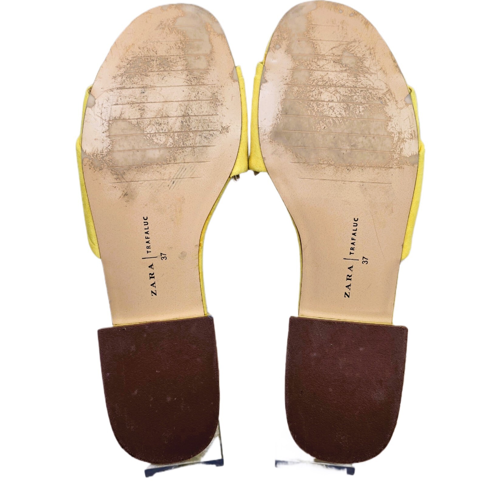 Zara Women's TRAFALUC Velvety Open Toe Heel Sandals Size EUR 37 Yellow - US SZ 6