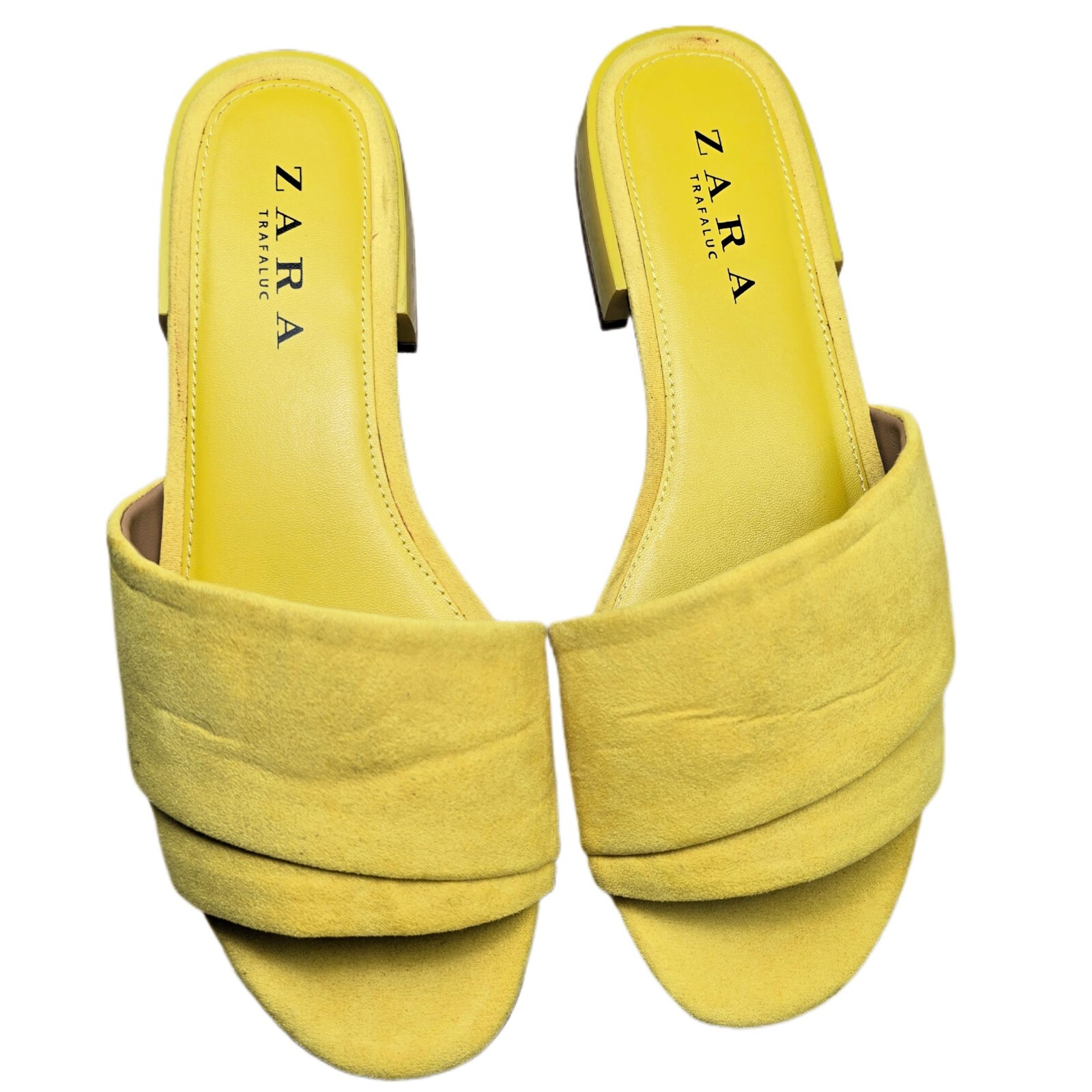 Zara Women's TRAFALUC Velvety Open Toe Heel Sandals Size EUR 37 Yellow - US SZ 6