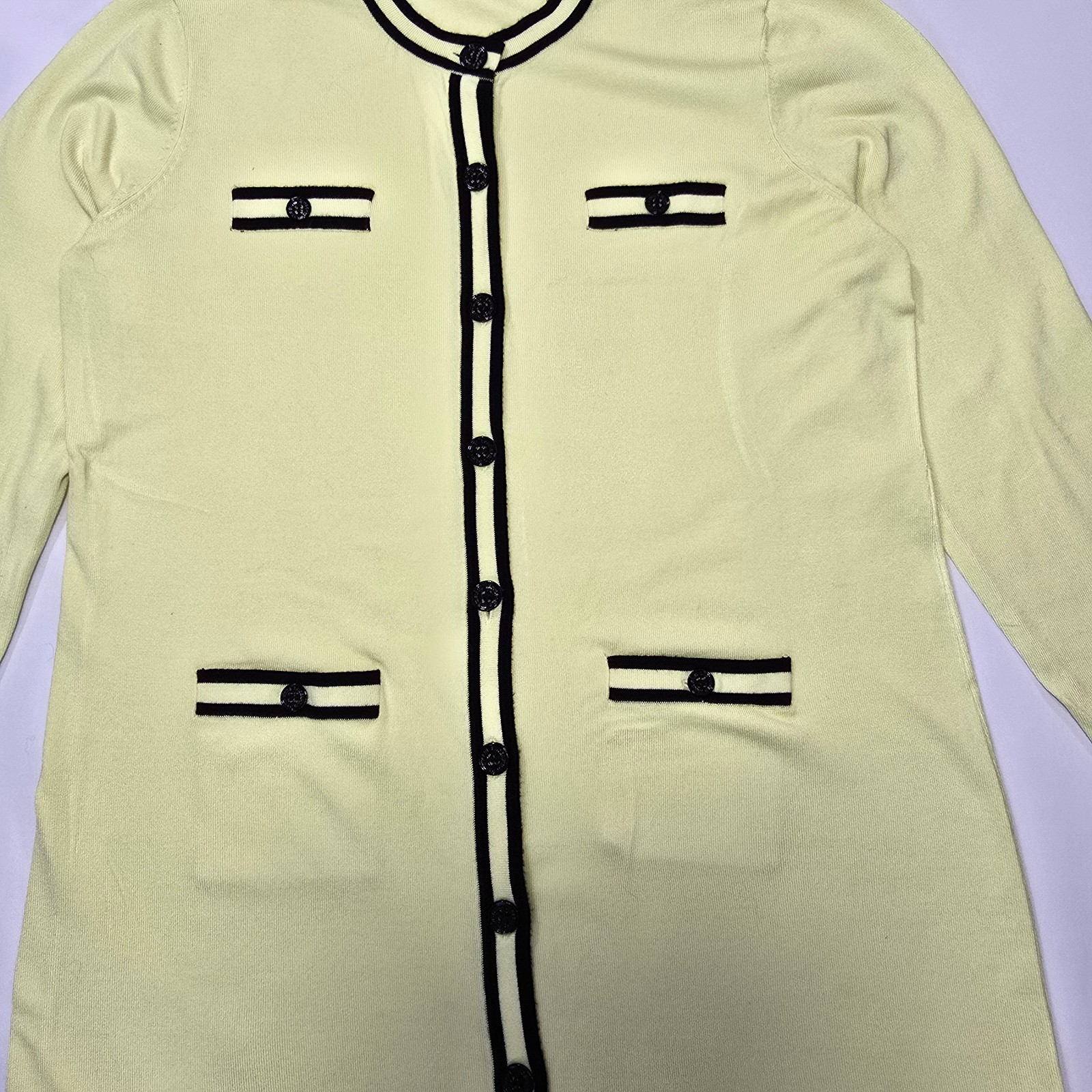 Karl Lagerfeld Paris Sweater Day Dress Long Sleeve Green Black M