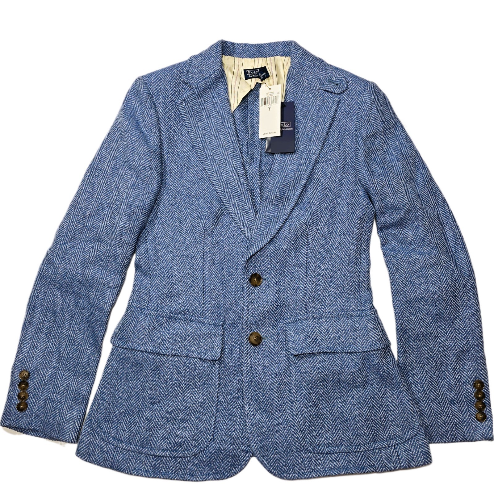 Polo Ralph Lauren Women’s Herringbone Linen Silk Wool Blazer Size 2 NWT