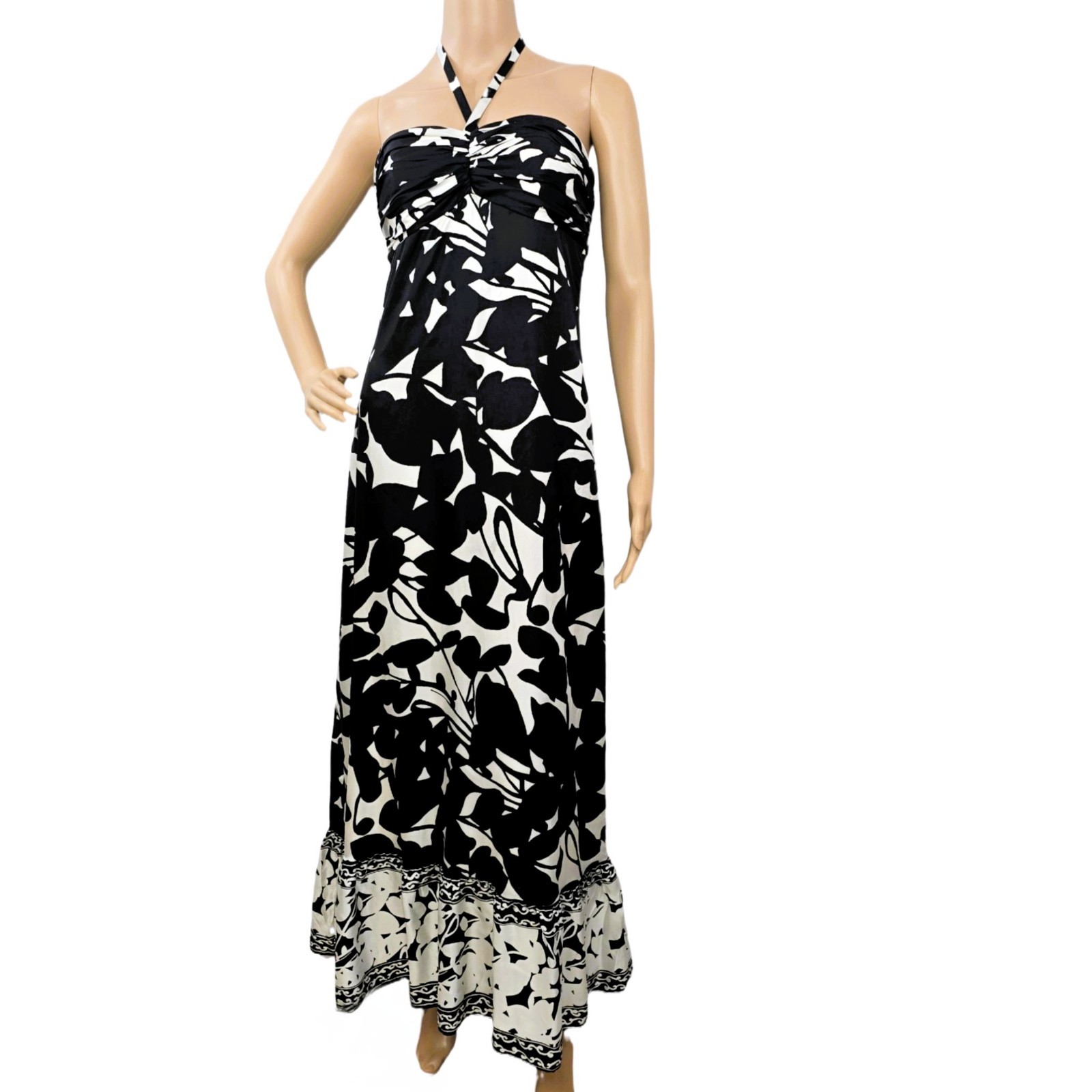 White House Black Market NWT Maxi Dress Size 2 Halter Sleeveless Floral