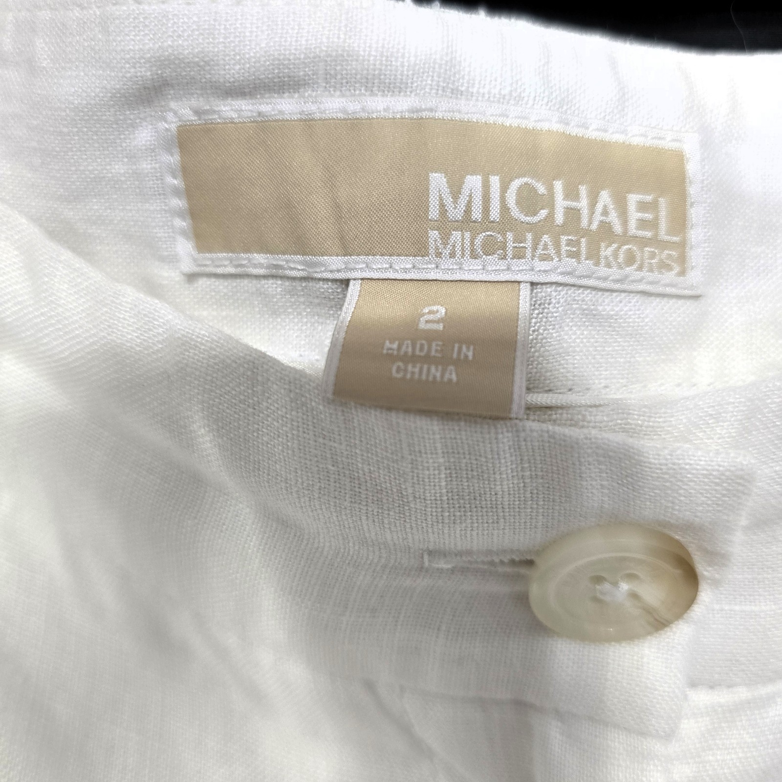 Michael Kors Women’s 100% Linen Wide-Leg Pants Off-White Size 2
