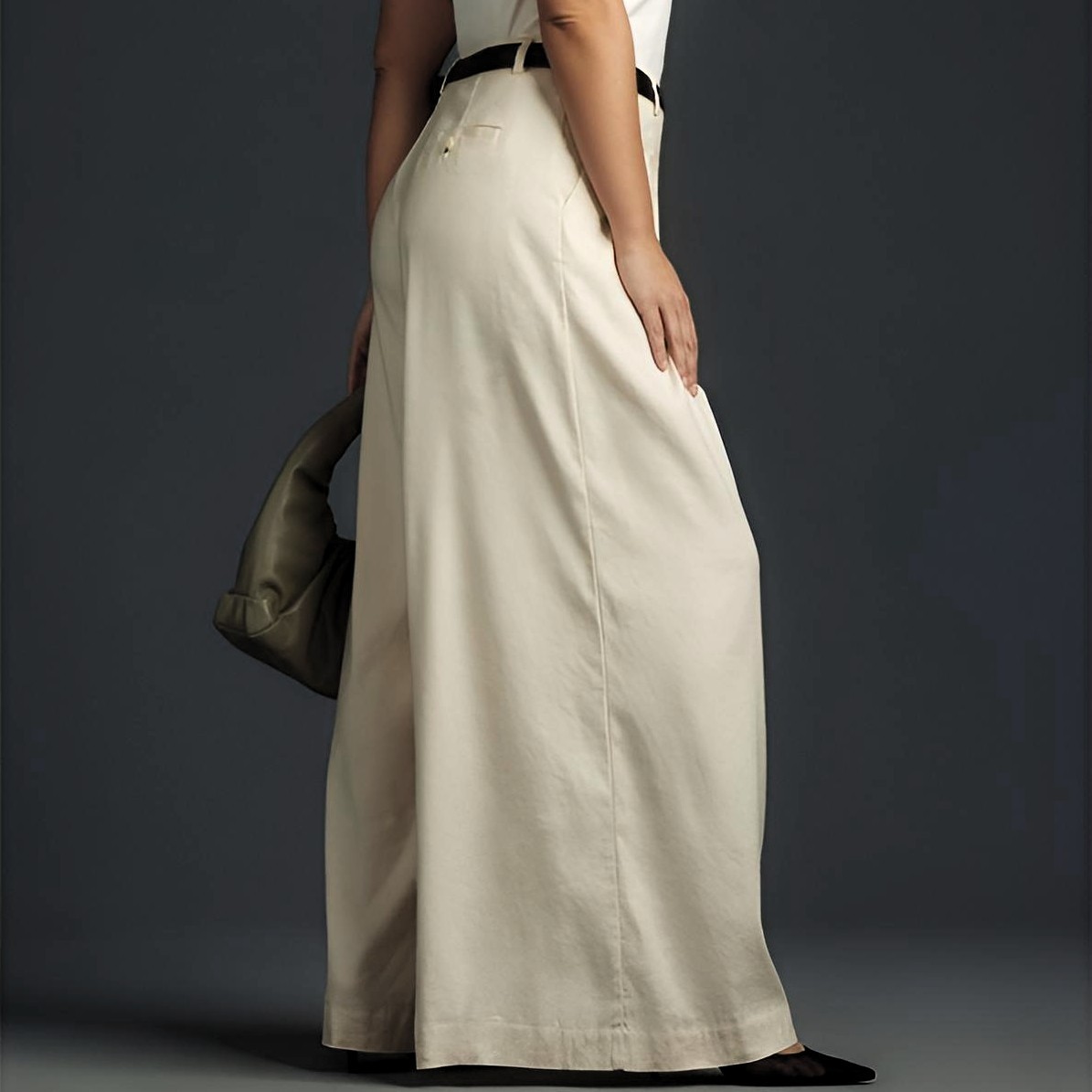 Maeve Anthropologie Avery Cream Wide-Leg Pleated Pants Women’s Size S