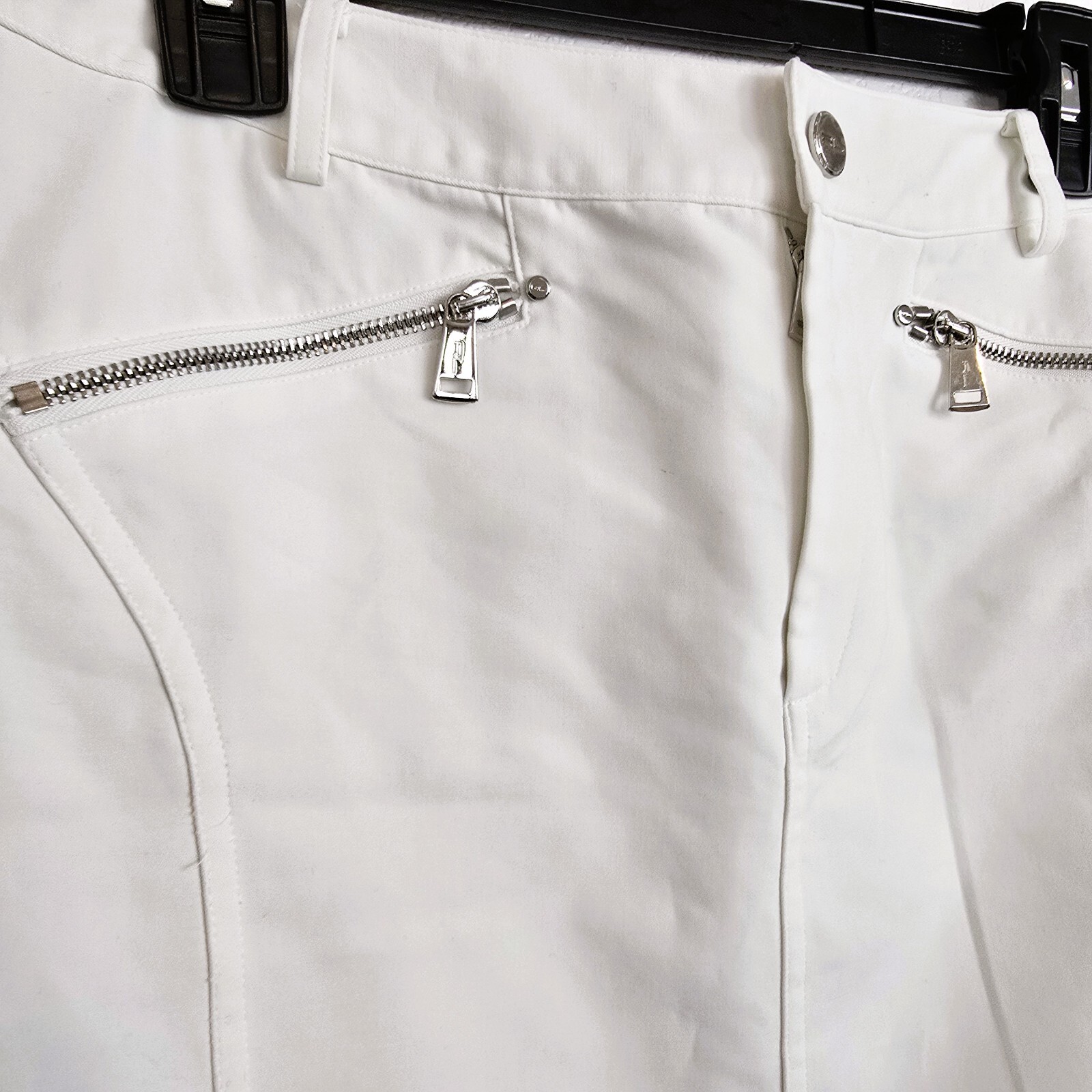 Ralph Lauren Black Label Skirt Womens SZ 6 White Cotton Pencil Flap Pockets