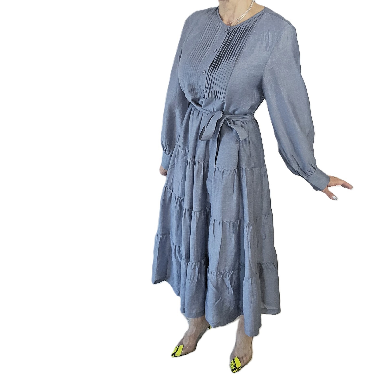 Anthropologie Mare Mare Agosta Tiered Maxi Dress - Size M, Gray-Blue - NewOther