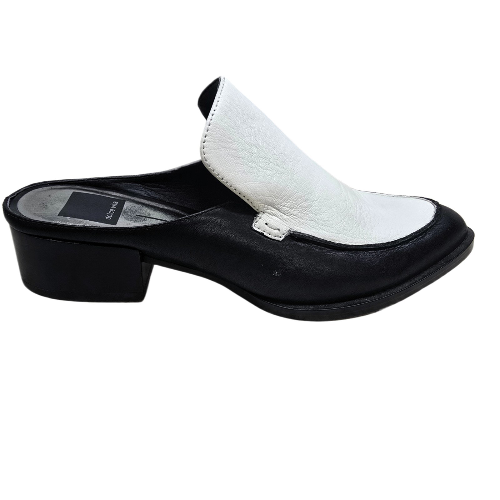 Dolce Vita Hackett Black & White Block Heel Loafer Mule – US Size 8