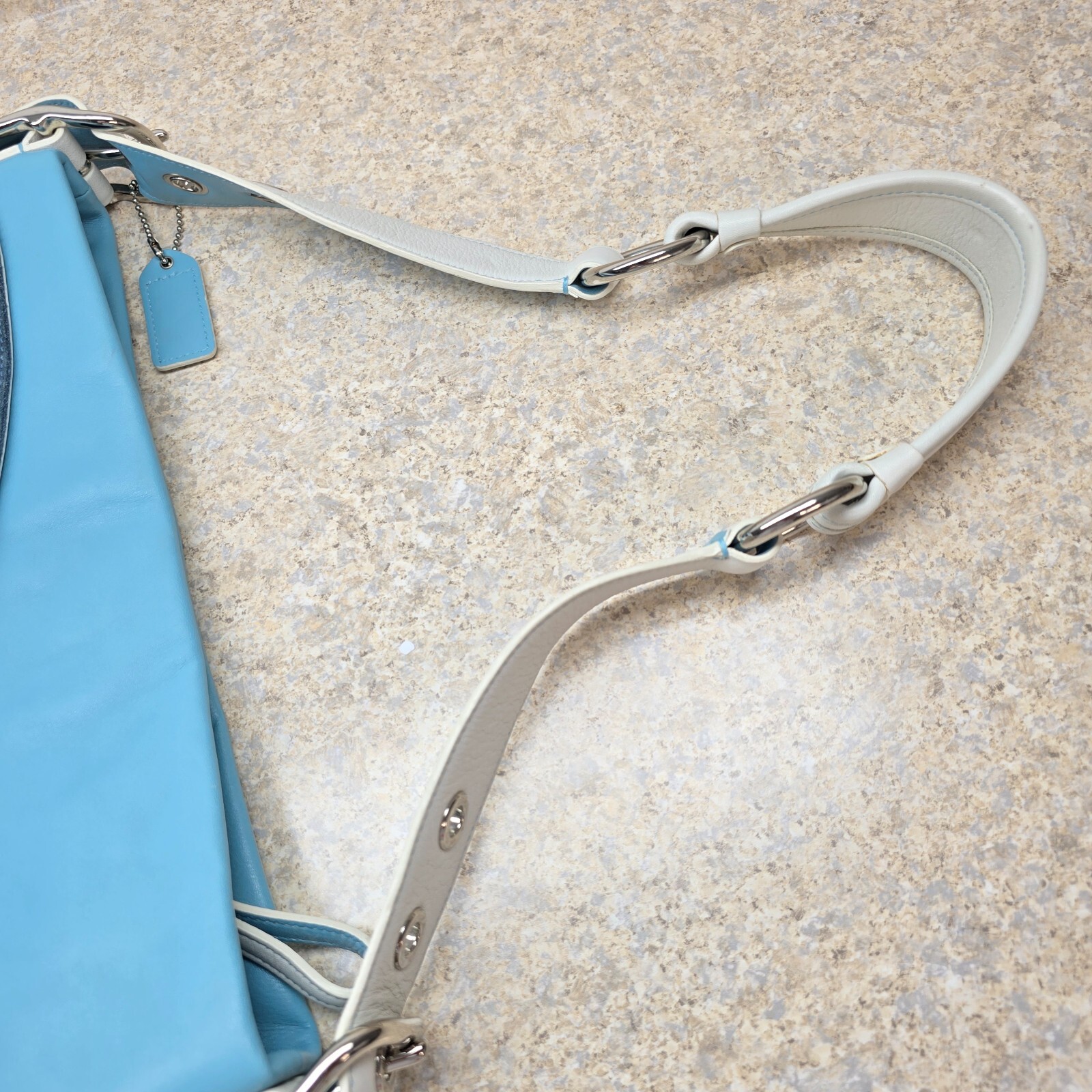 Coach Vintage Signature Wave Duffle Patchwork Hobo Bag – Blue #10653 – RARE