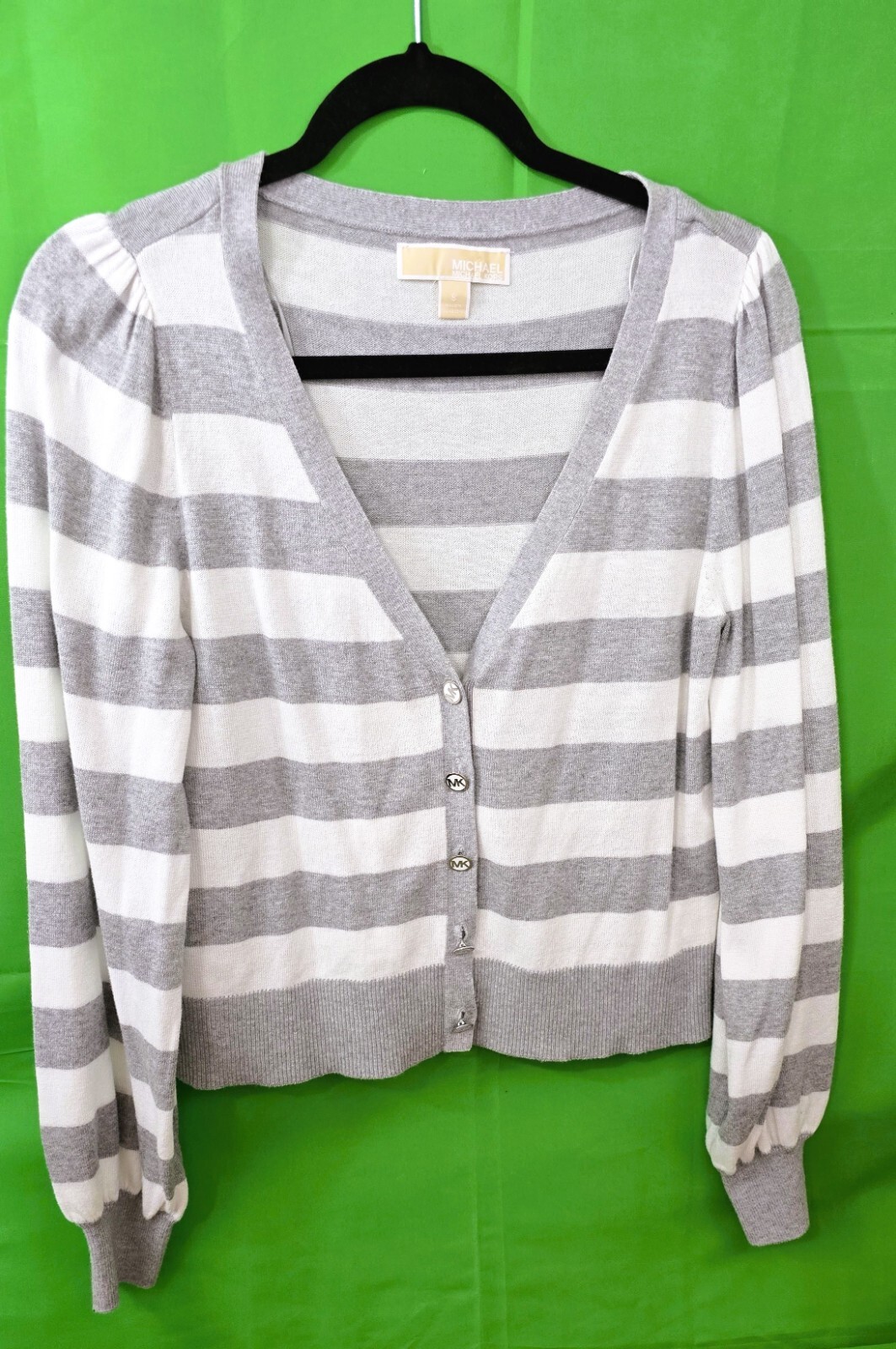 Michael Kors Women’s White and Gray Cardigan Sweater Size S