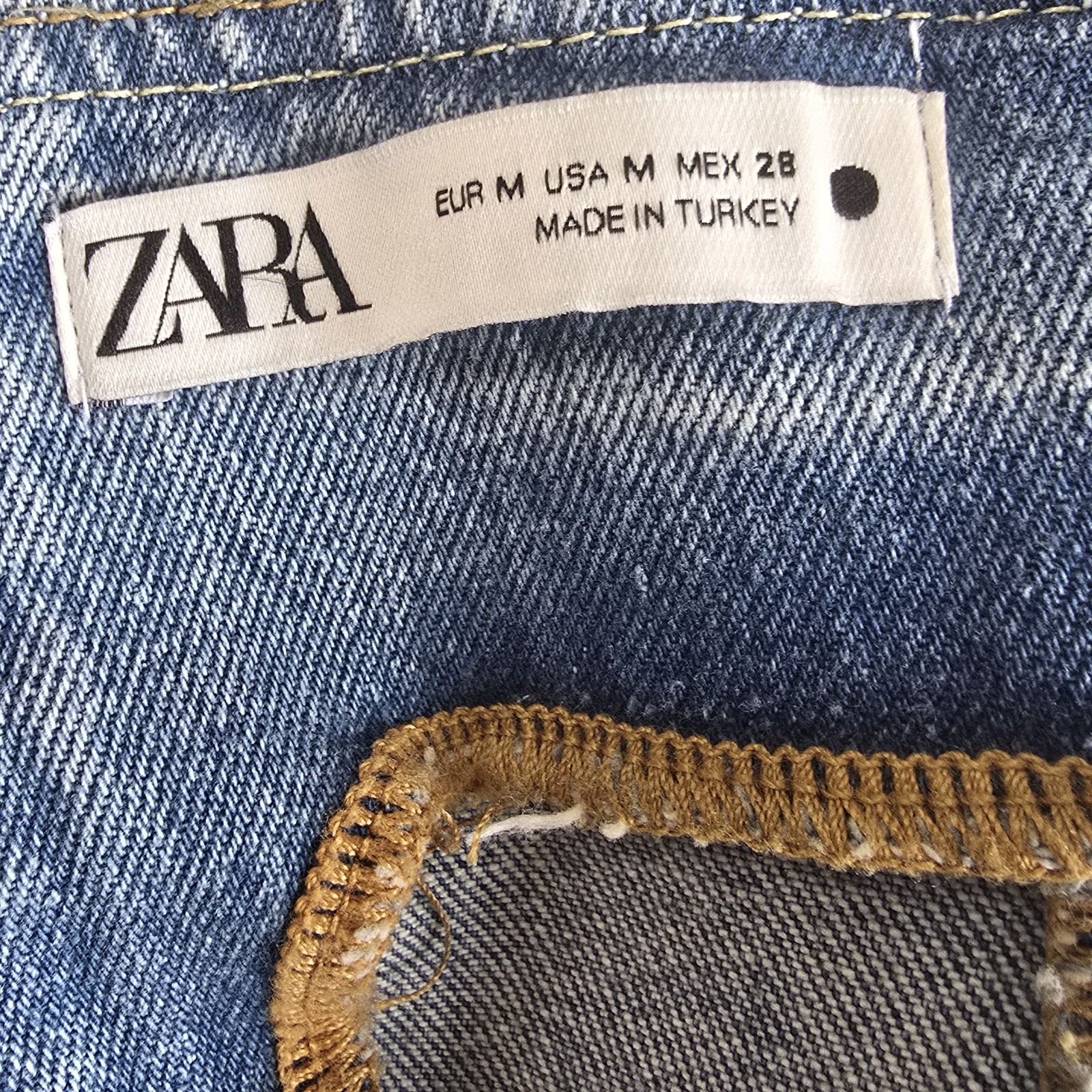 ZARA Denim Corset Tube Top Strapless Bustier Mid Blue Women’s M