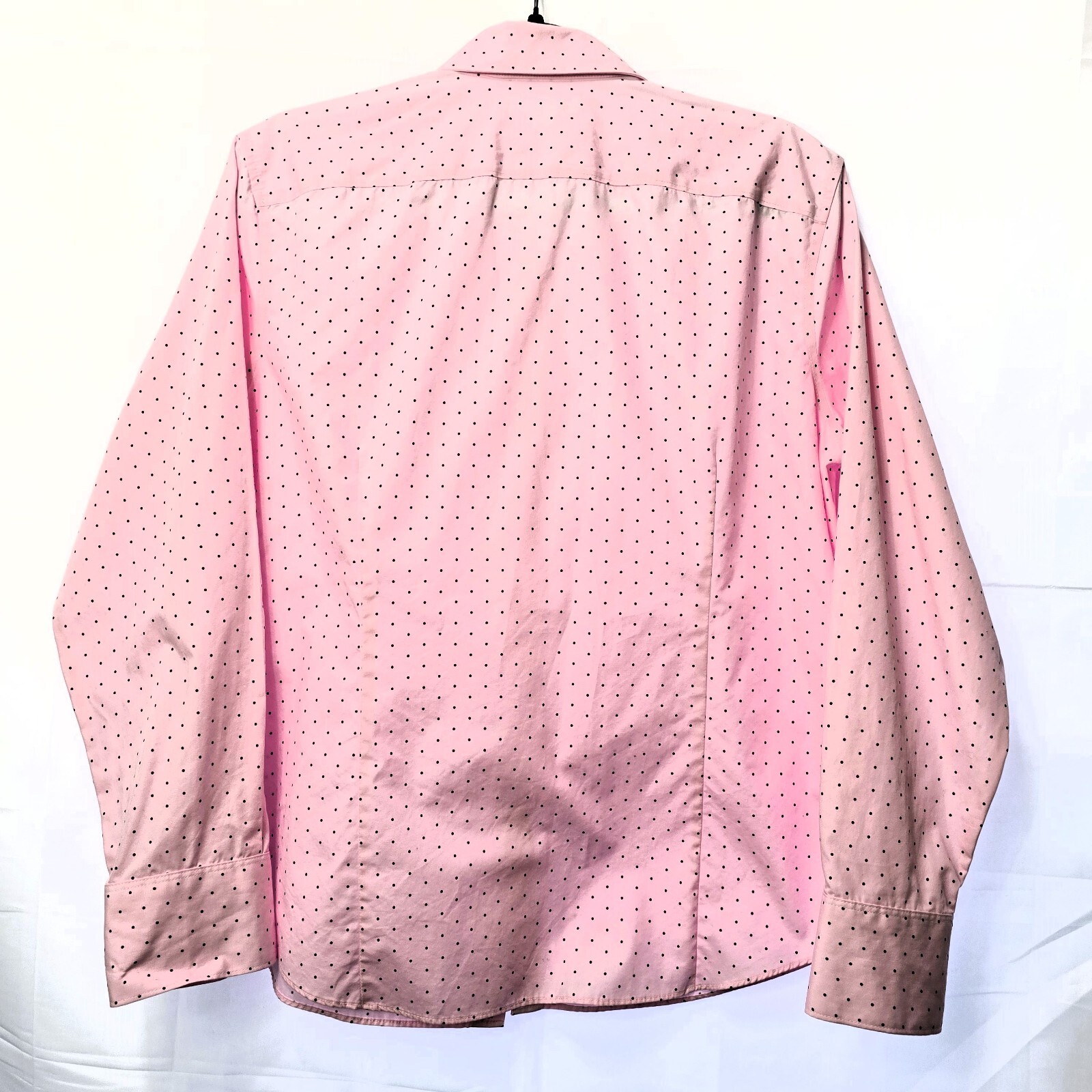 Lands' End Women's No Iron Shirt – Pink/Brown Polka Dots – Size 16P