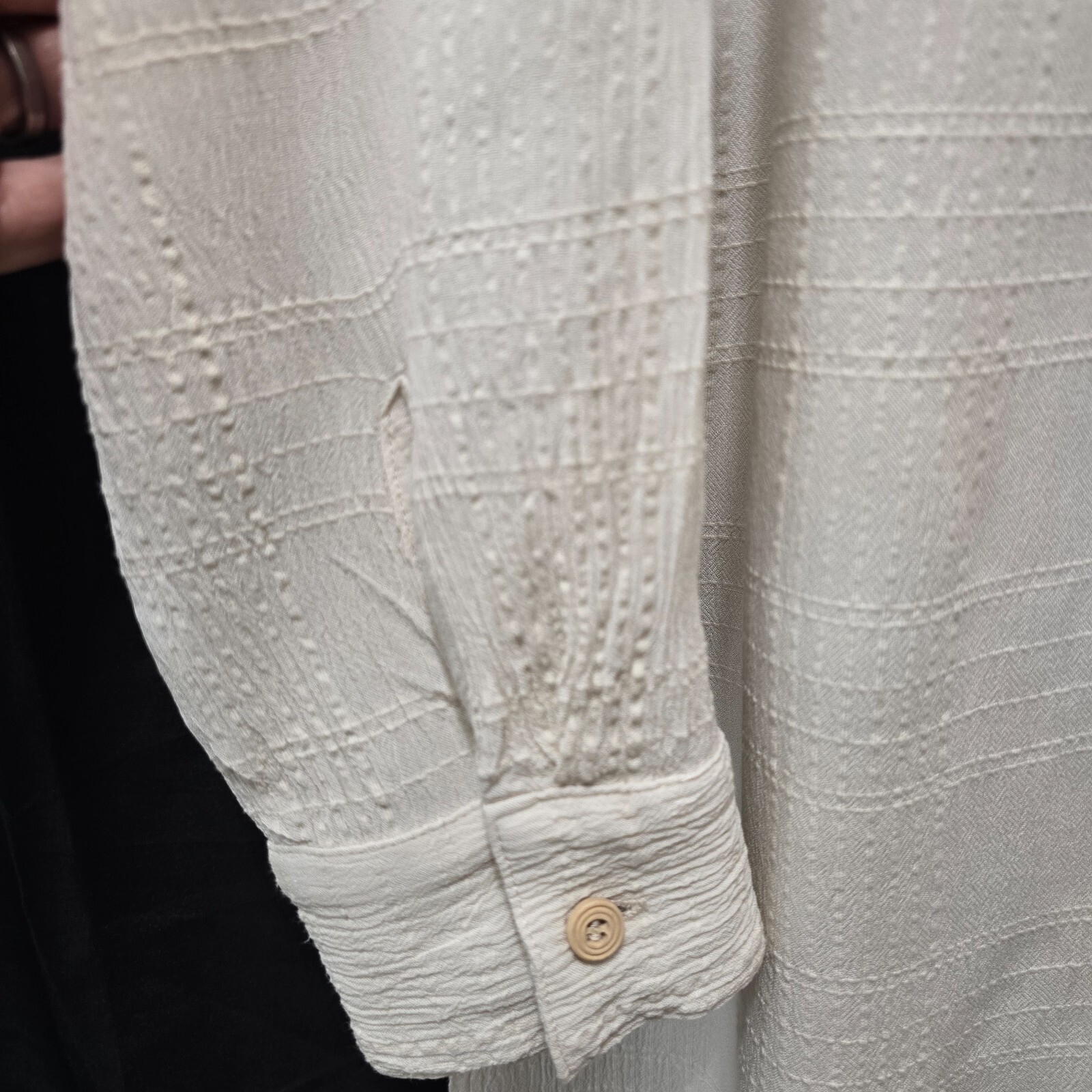 Free People Ivory Button-Down Oversized Maxi Shirt Dress – Size S